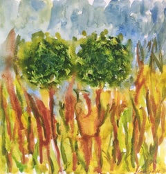 Contemporary abstract expressionist nature watercolor painting "Nature's pulse"