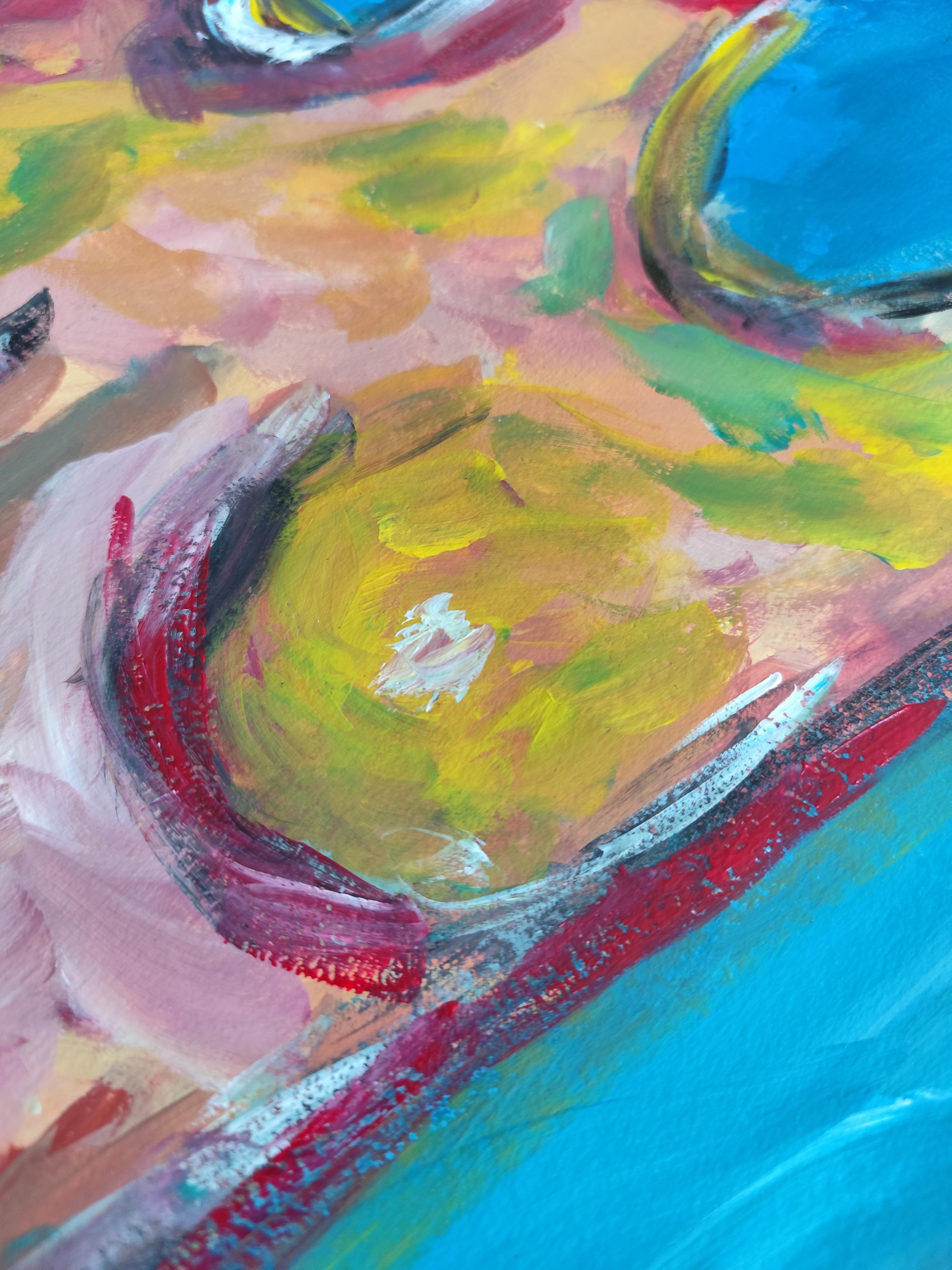 Contemporary abstract expressionist nude woman's figure painting 