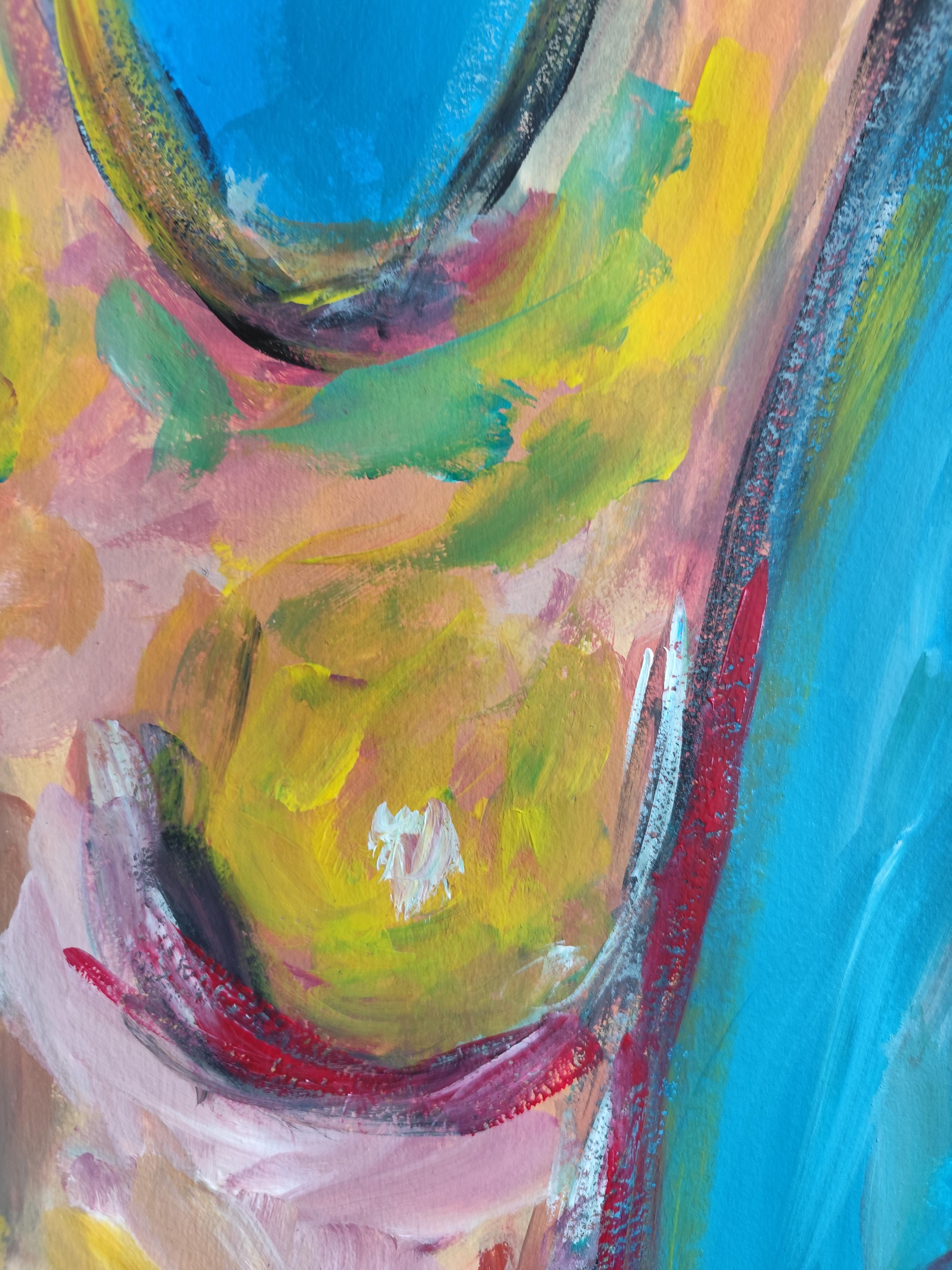 Contemporary abstract expressionist nude woman's figure painting 