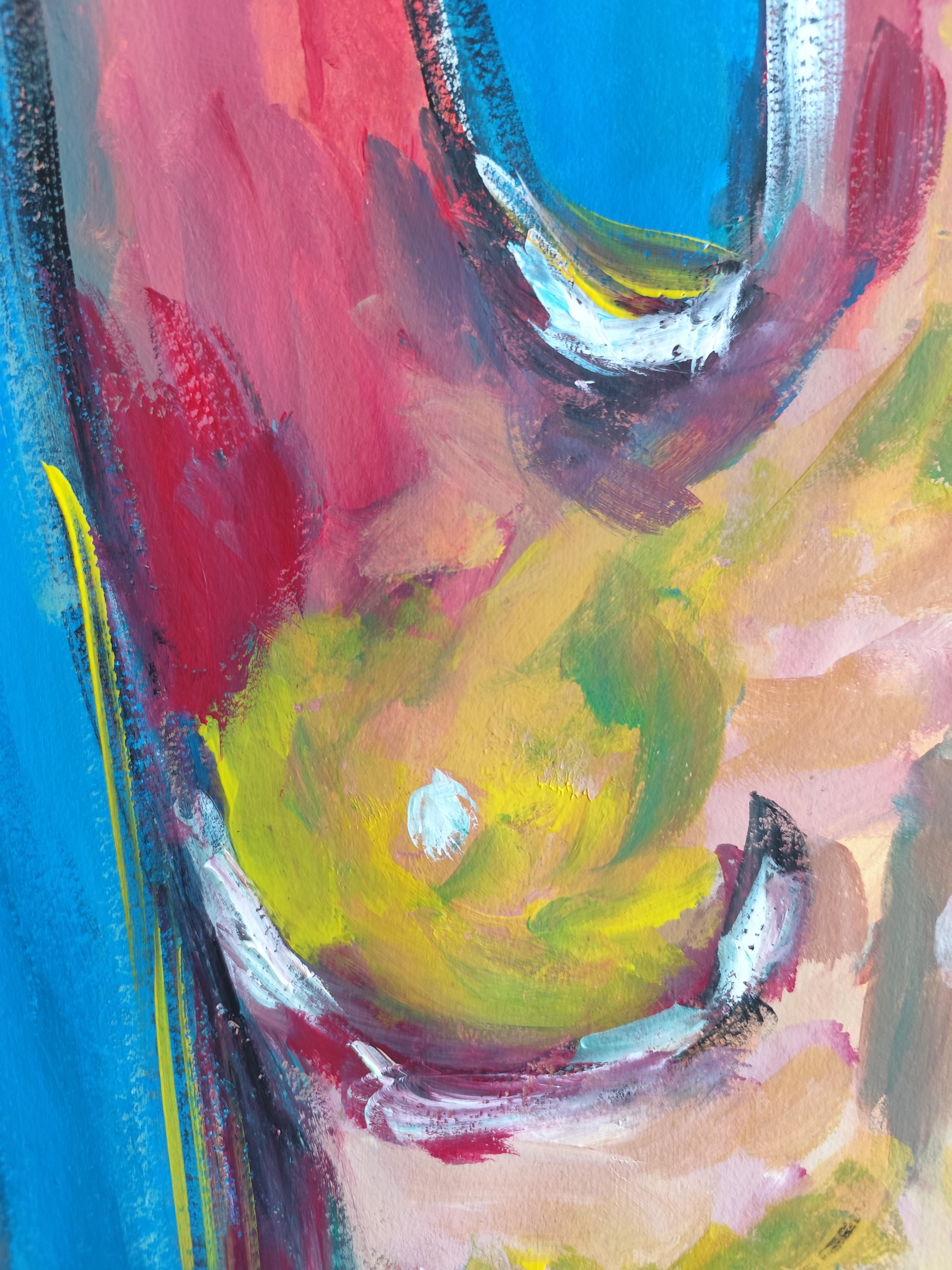Contemporary abstract expressionist nude woman's figure painting 