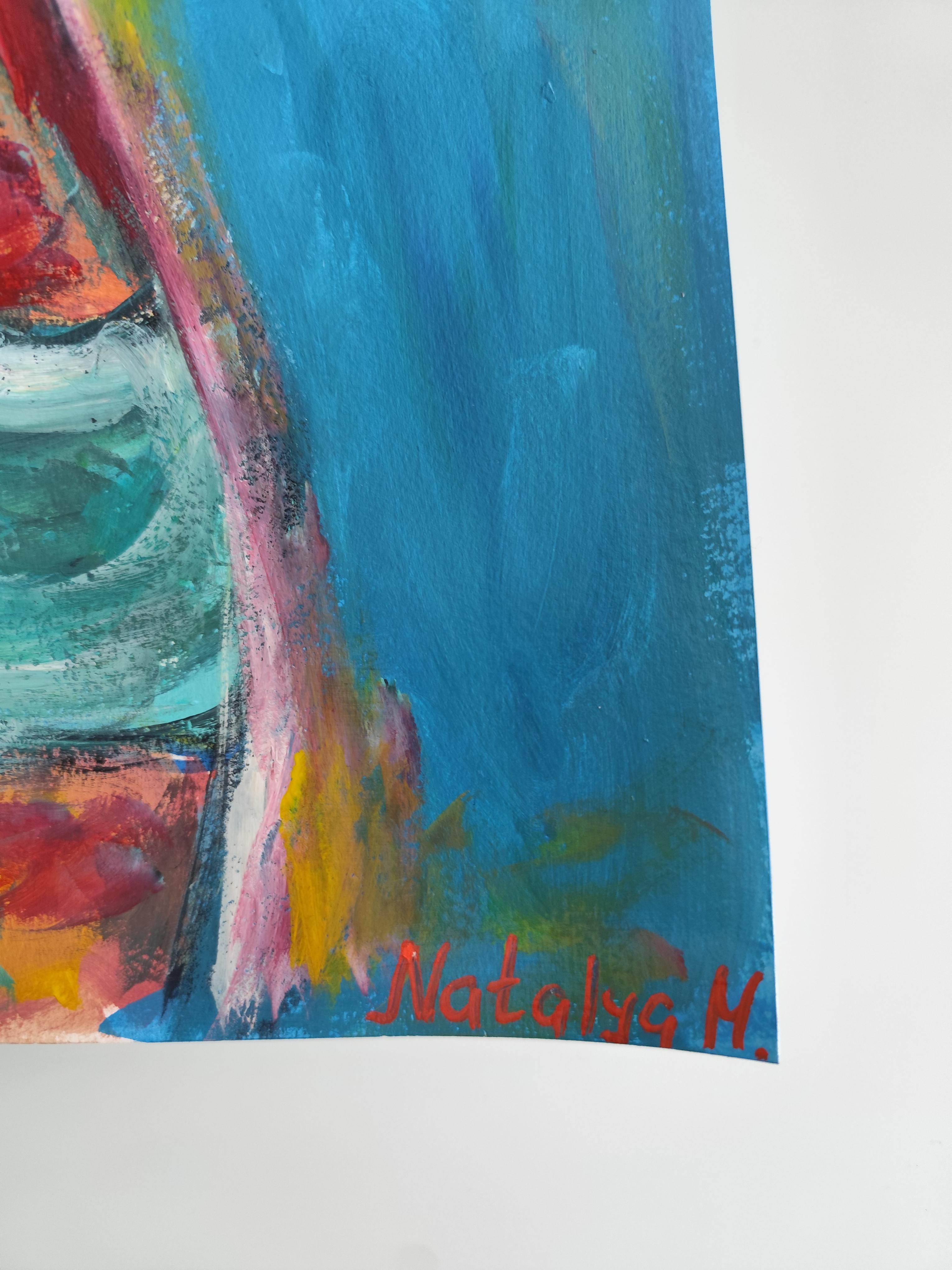 Contemporary abstract expressionist nude woman's figure painting 