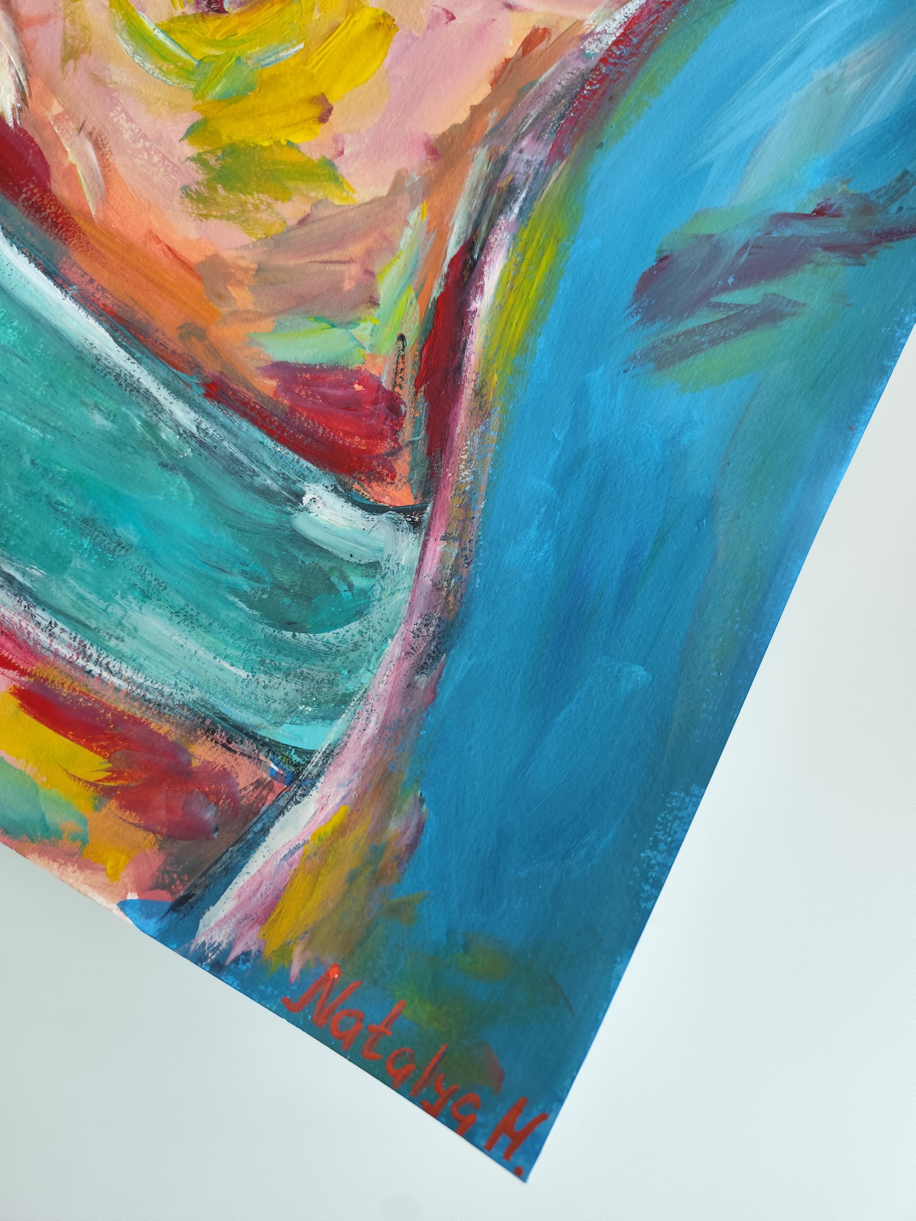 Contemporary abstract expressionist nude woman's figure painting 