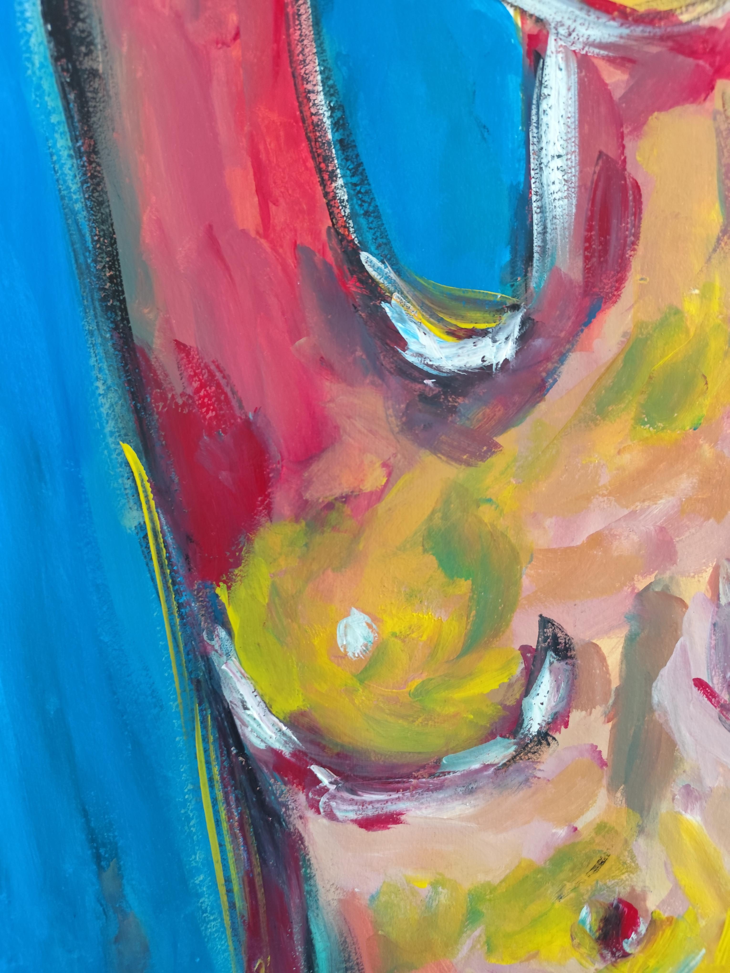 Contemporary abstract expressionist nude woman's figure painting 