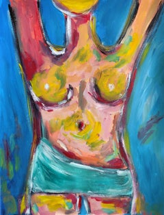 Contemporary abstract expressionist nude woman's figure painting "Soft drapery"