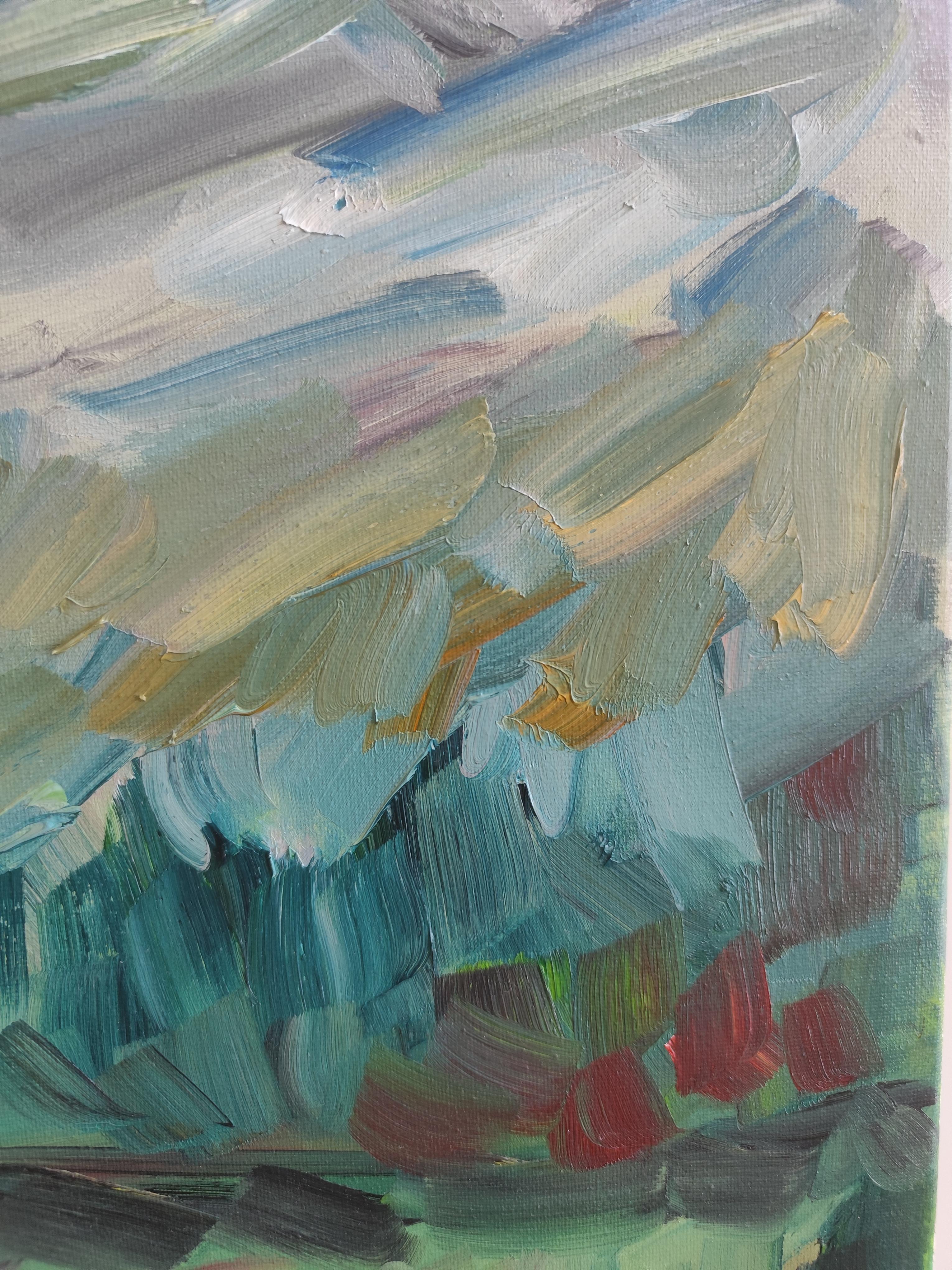 Contemporary abstract expressionist oil on canvas 