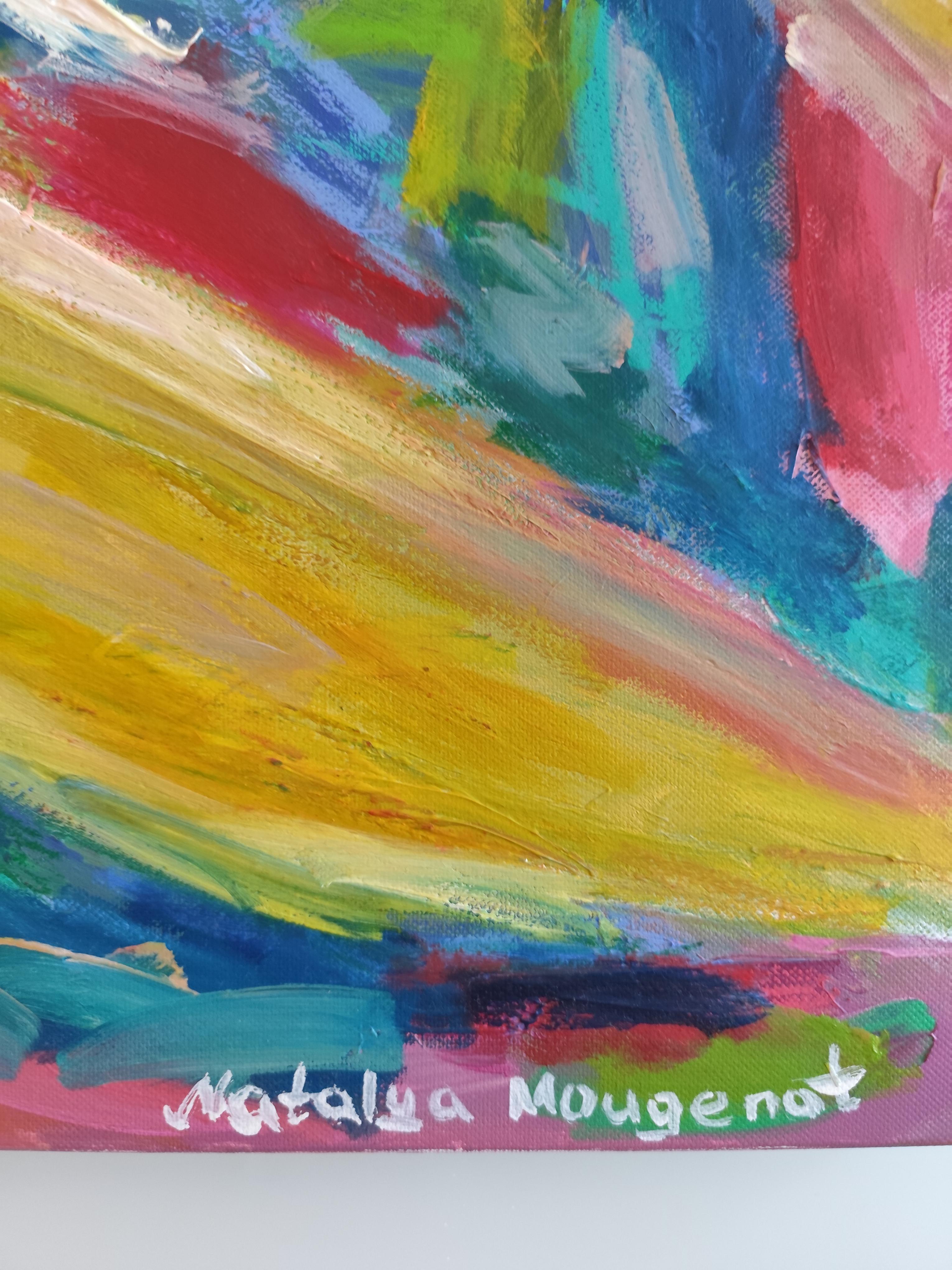 Peinture à l'huile expressionniste abstraite contemporaine de femme sur toile 