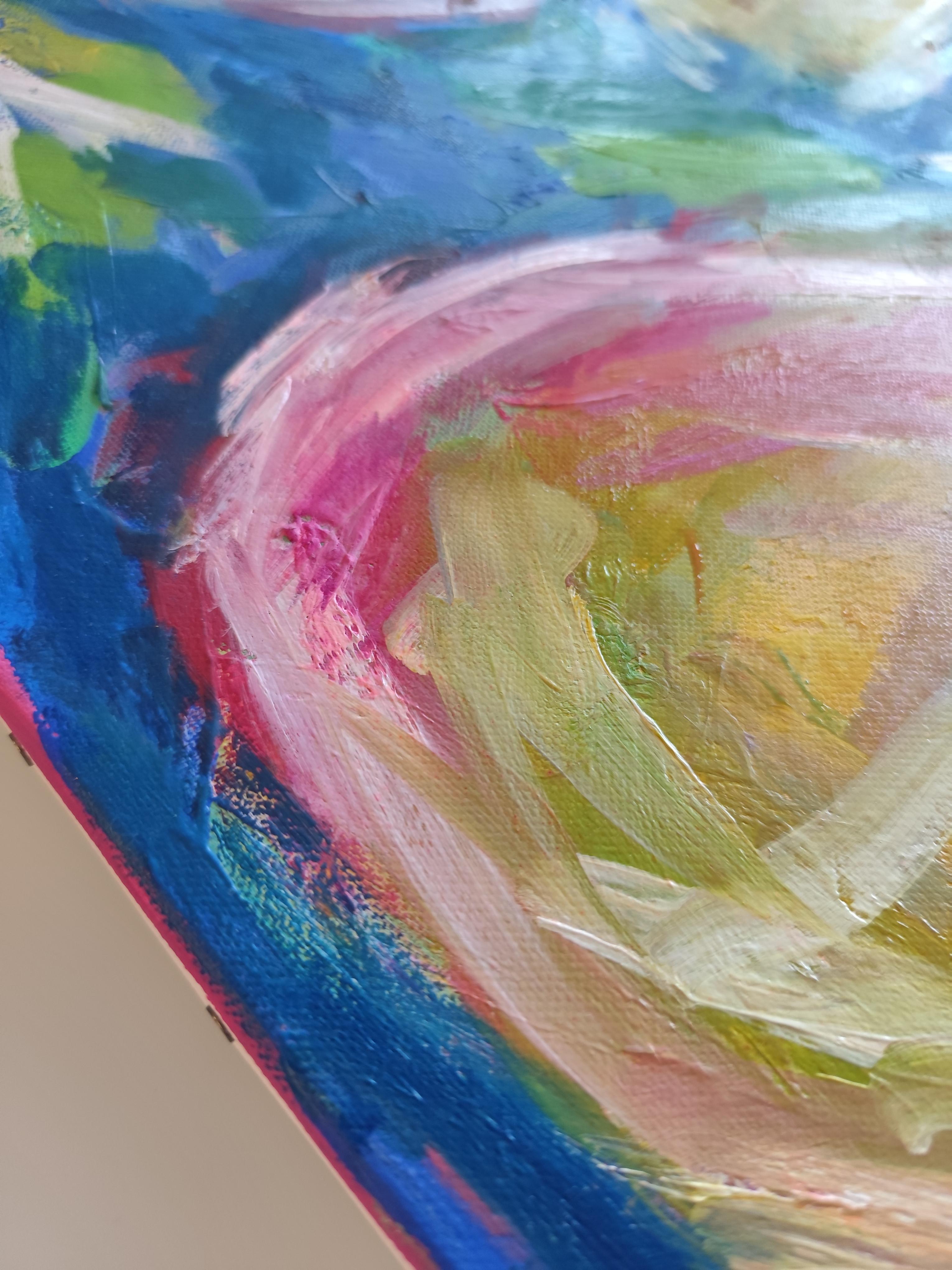 Peinture à l'huile expressionniste abstraite contemporaine de femme sur toile 