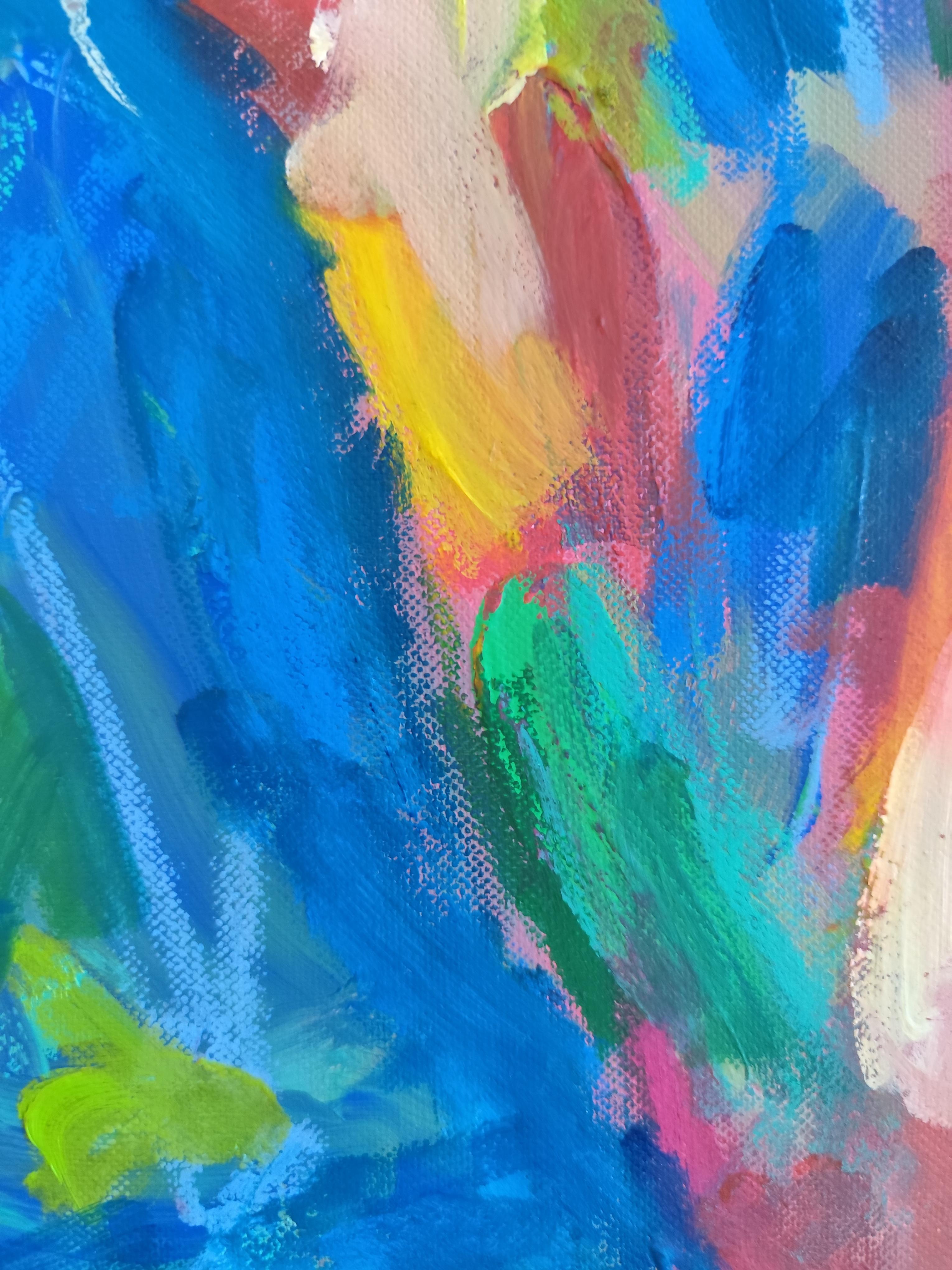 Peinture à l'huile expressionniste abstraite contemporaine de femme sur toile 