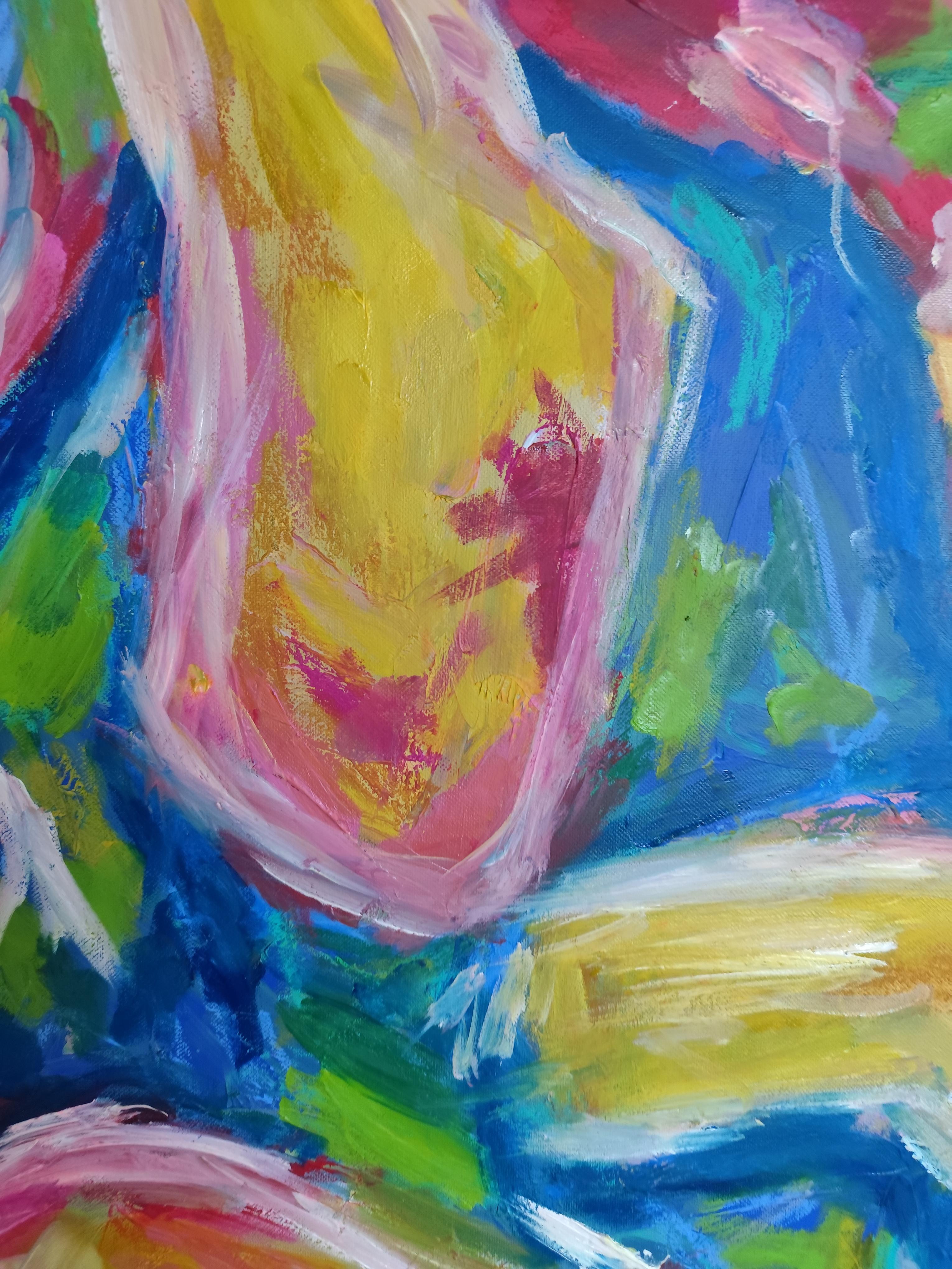 Peinture à l'huile expressionniste abstraite contemporaine de femme sur toile 