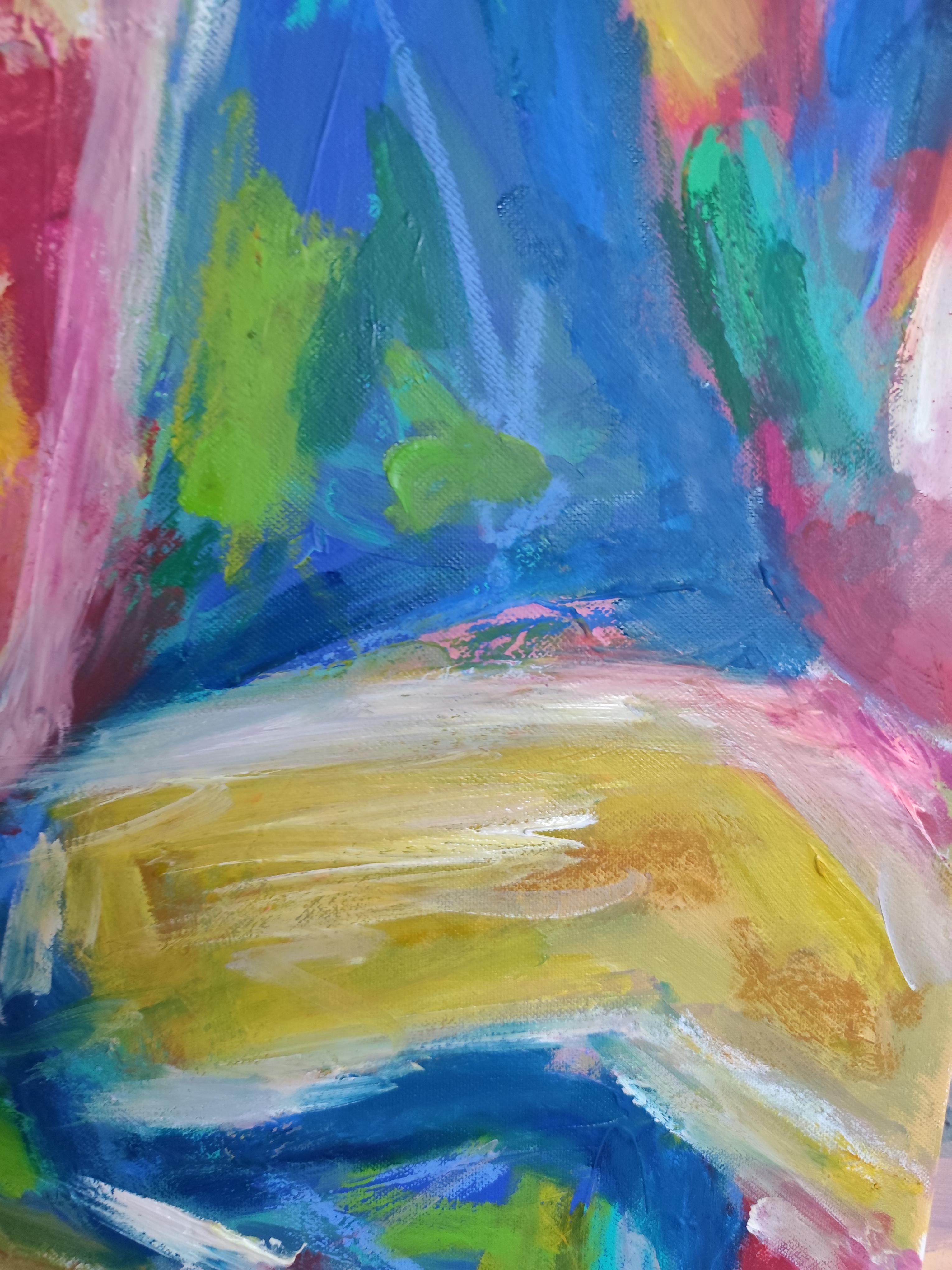 Peinture à l'huile expressionniste abstraite contemporaine de femme sur toile 