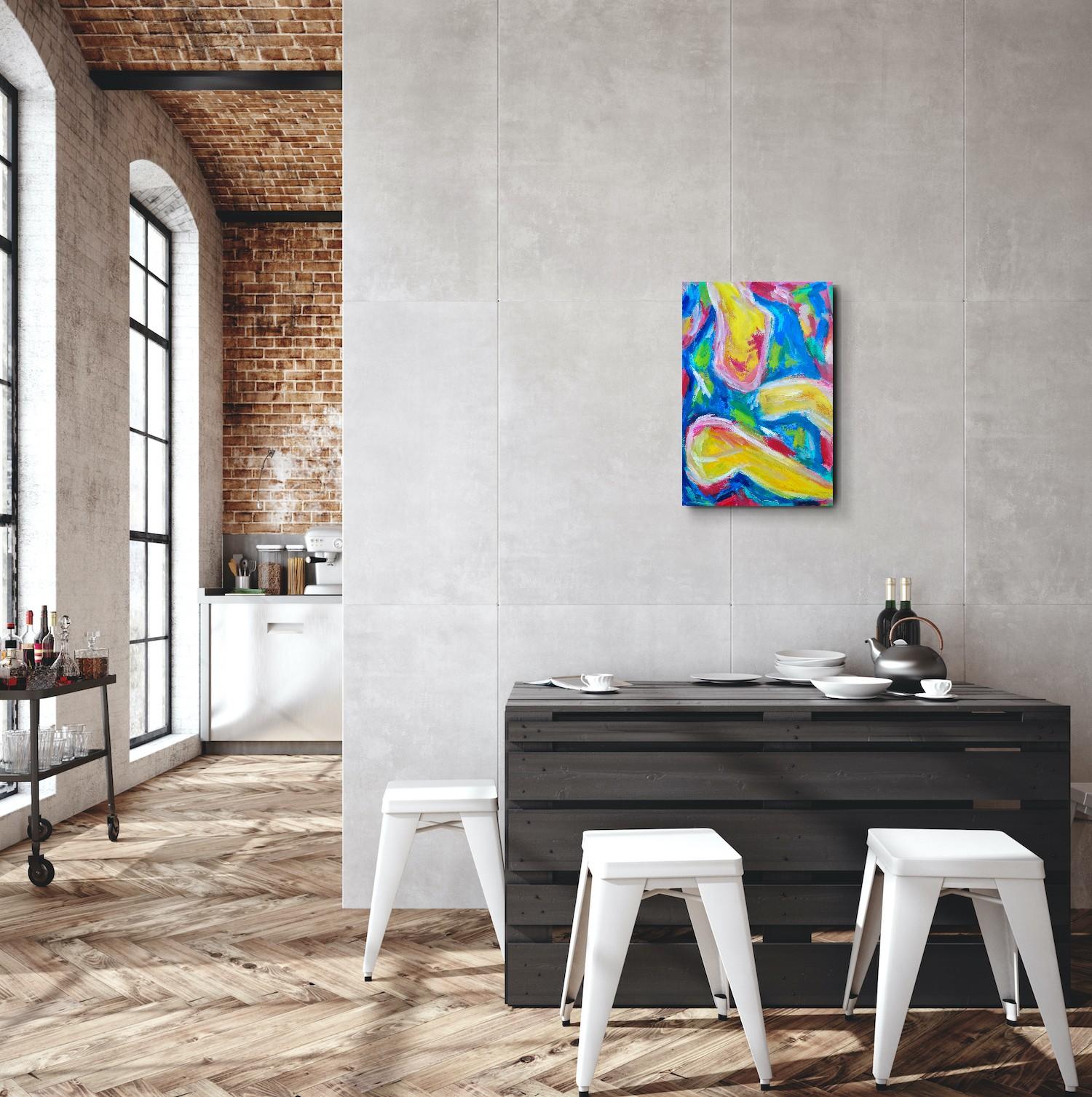 Peinture à l'huile expressionniste abstraite contemporaine de femme sur toile 