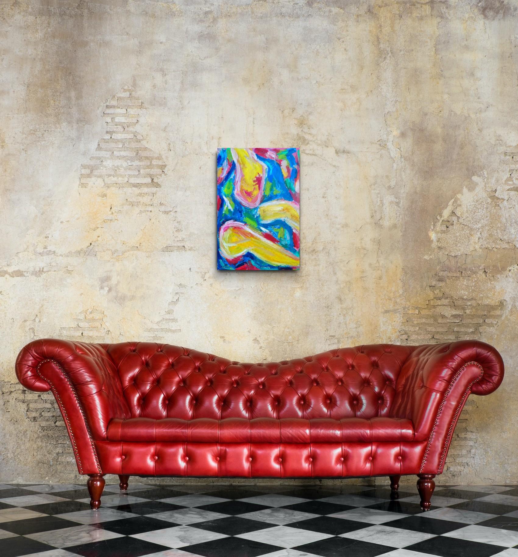 Peinture à l'huile expressionniste abstraite contemporaine de femme sur toile 