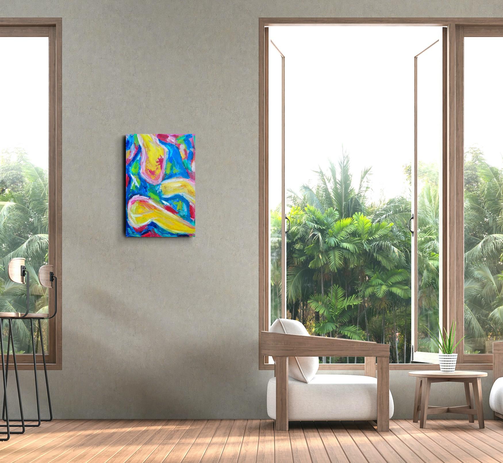 Cette peinture vibrante et abstraite, intitulée 