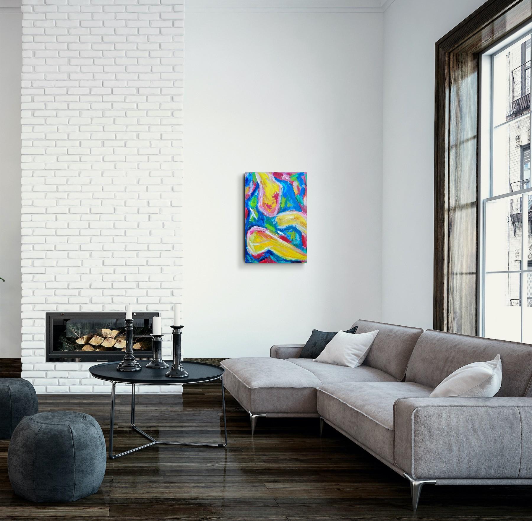 Peinture à l'huile expressionniste abstraite contemporaine de femme sur toile 