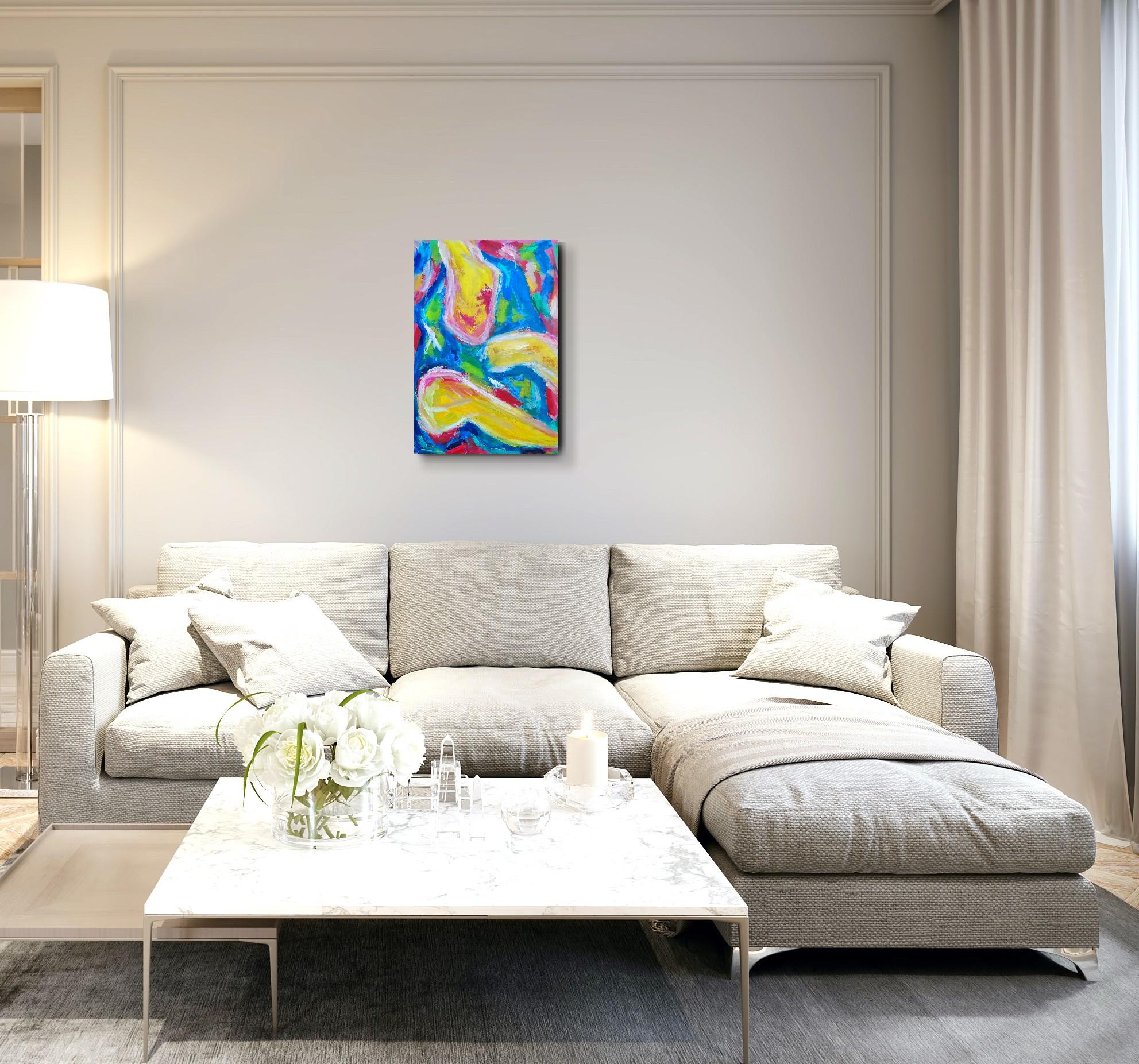 Peinture à l'huile expressionniste abstraite contemporaine de femme sur toile 