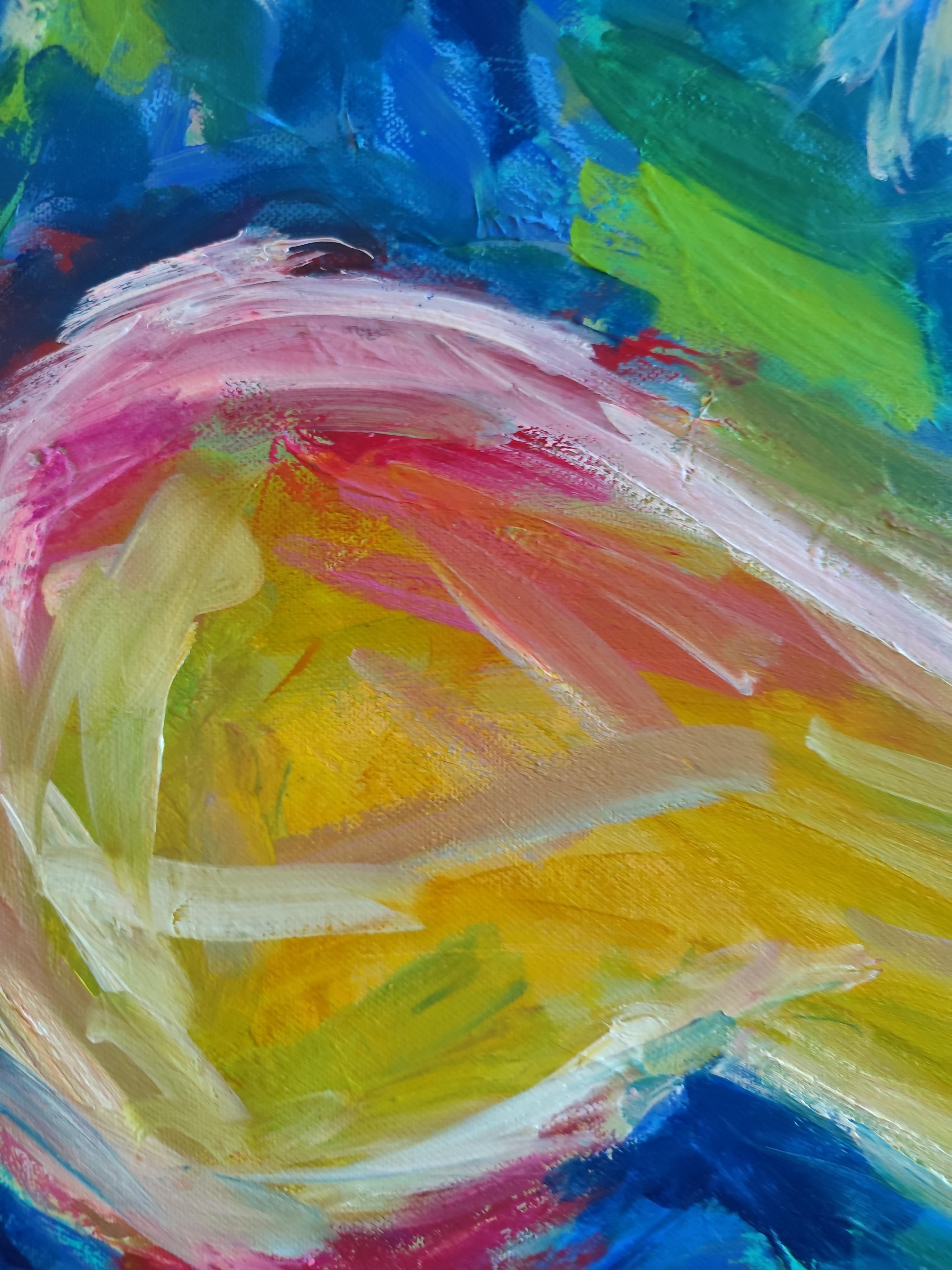 Peinture à l'huile expressionniste abstraite contemporaine de femme sur toile 