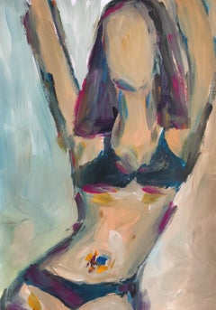 Contemporary abstract  expressionist painting of a woman "A moment of summer"
