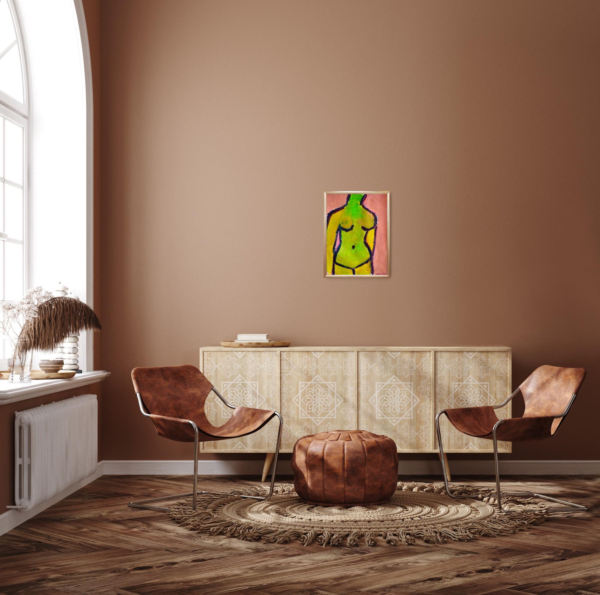 Contemporary abstract expressionist painting of a woman 