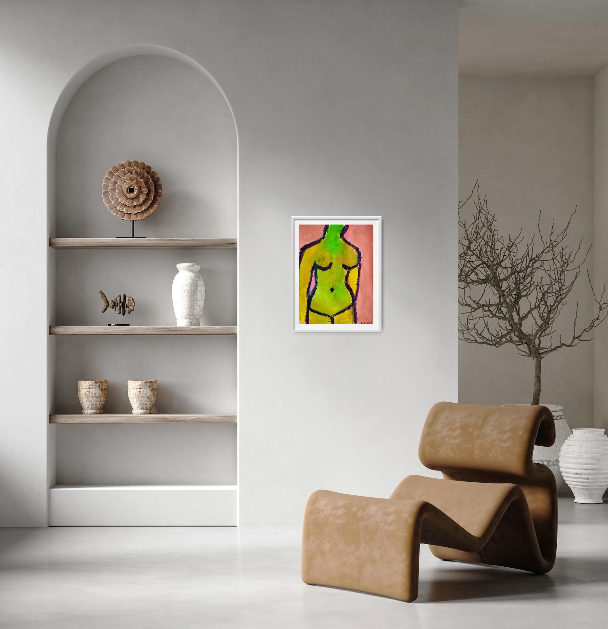 Contemporary abstract expressionist painting of a woman 
