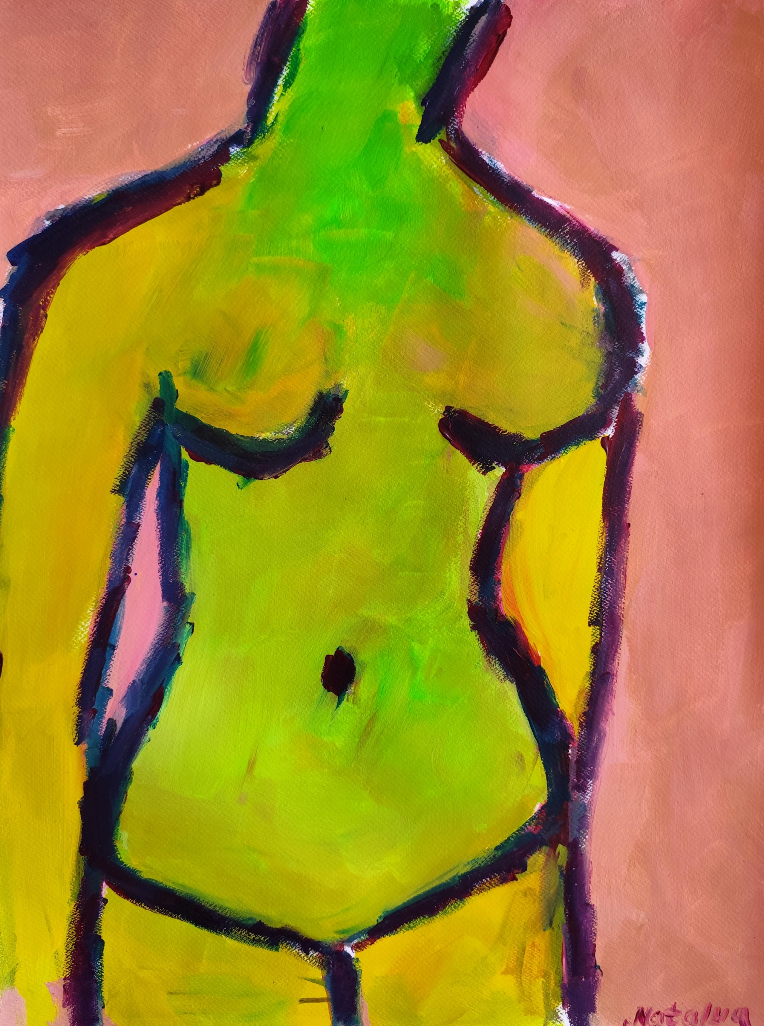Contemporary abstract expressionist painting of a woman "Essence of her light"