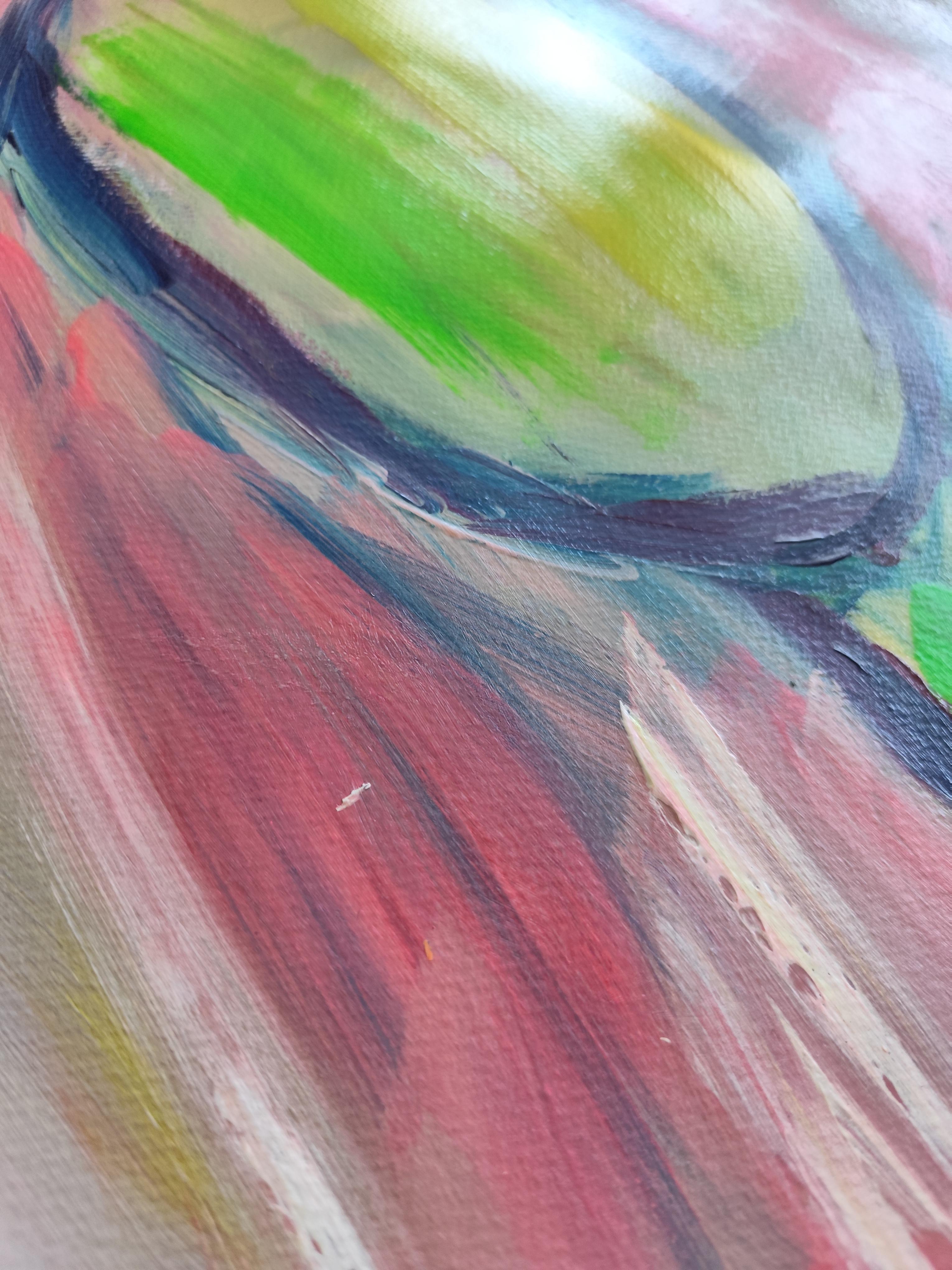Zeitgenössisches abstraktes expressionistisches Gemälde einer Frau 