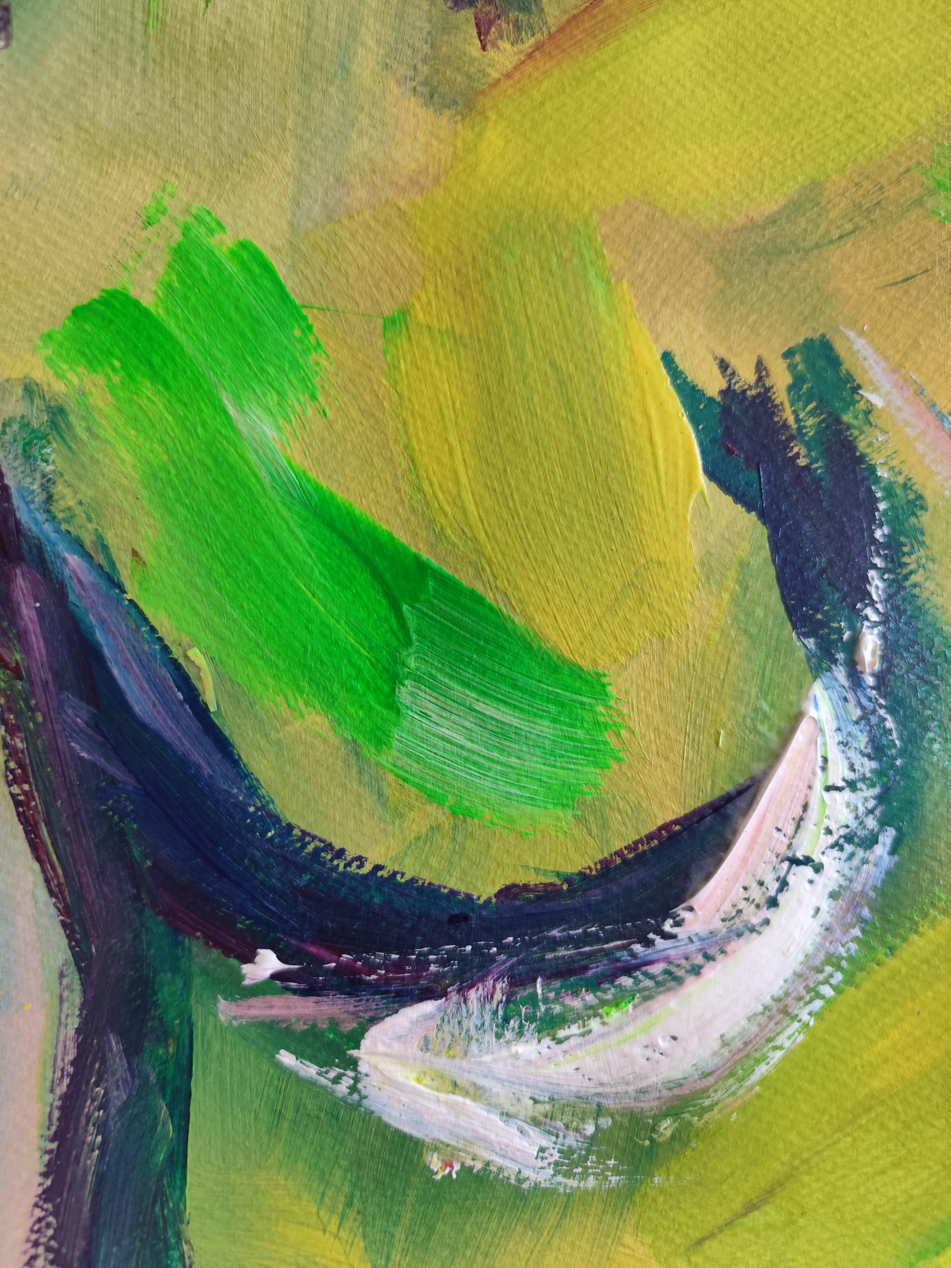 Zeitgenössisches abstraktes expressionistisches Gemälde einer Frau 