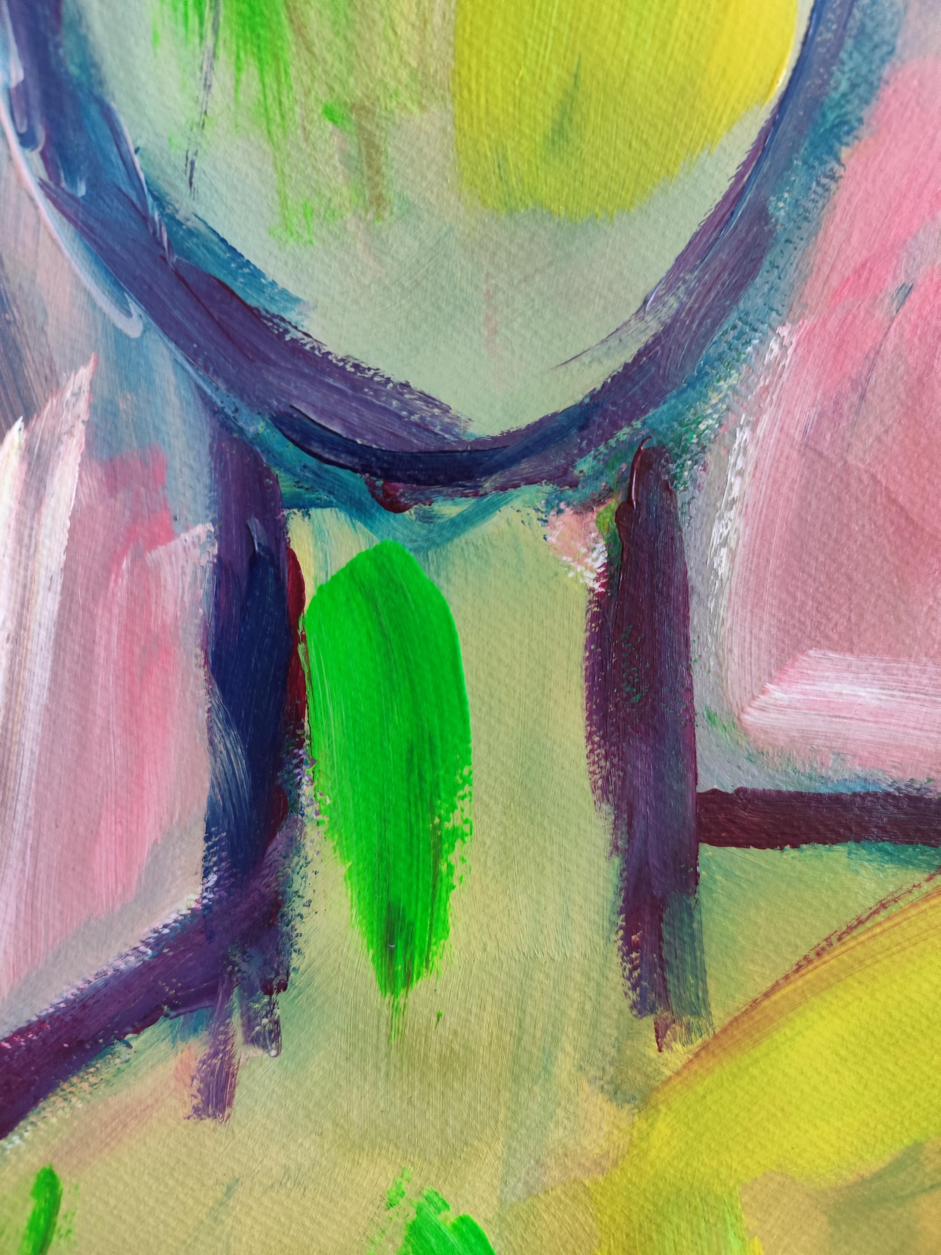 Zeitgenössisches abstraktes expressionistisches Gemälde einer Frau 