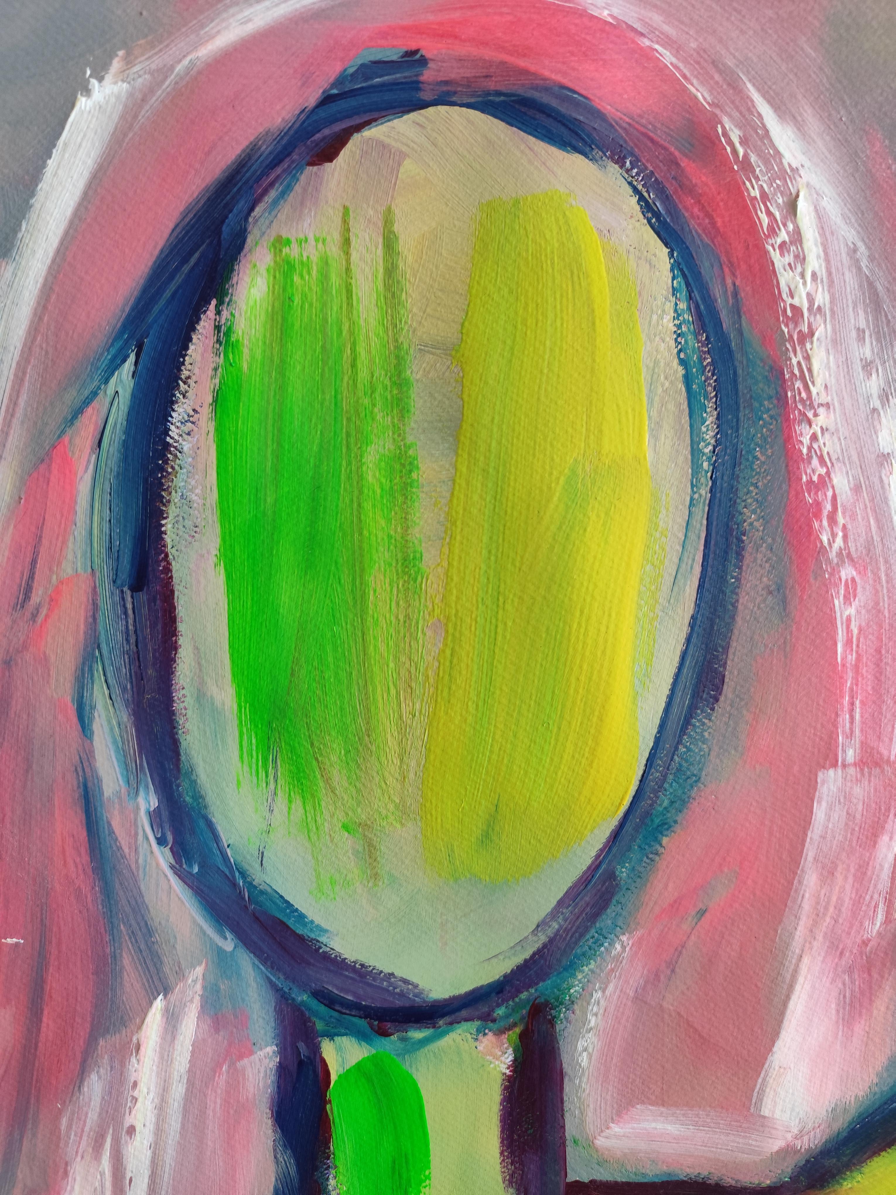 Zeitgenössisches abstraktes expressionistisches Gemälde einer Frau 