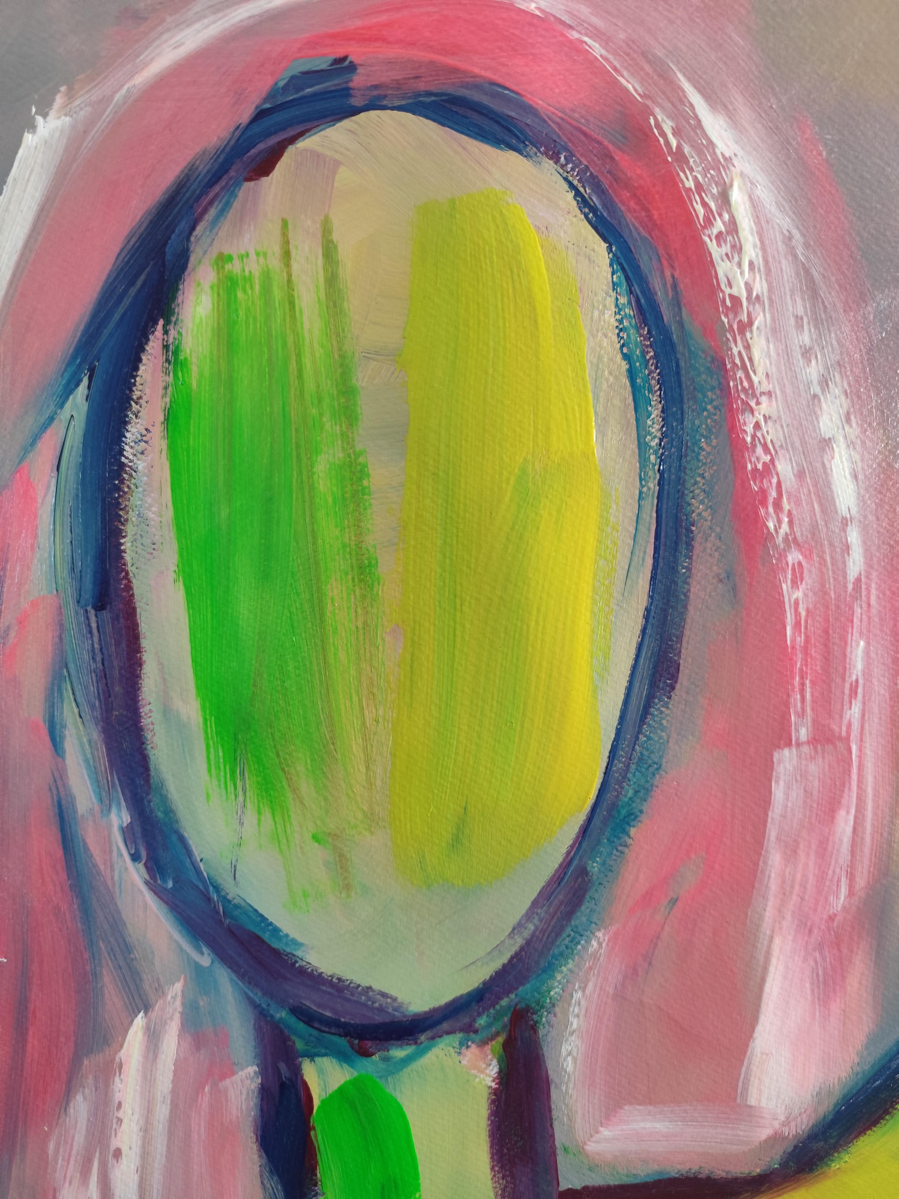 Zeitgenössisches abstraktes expressionistisches Gemälde einer Frau 