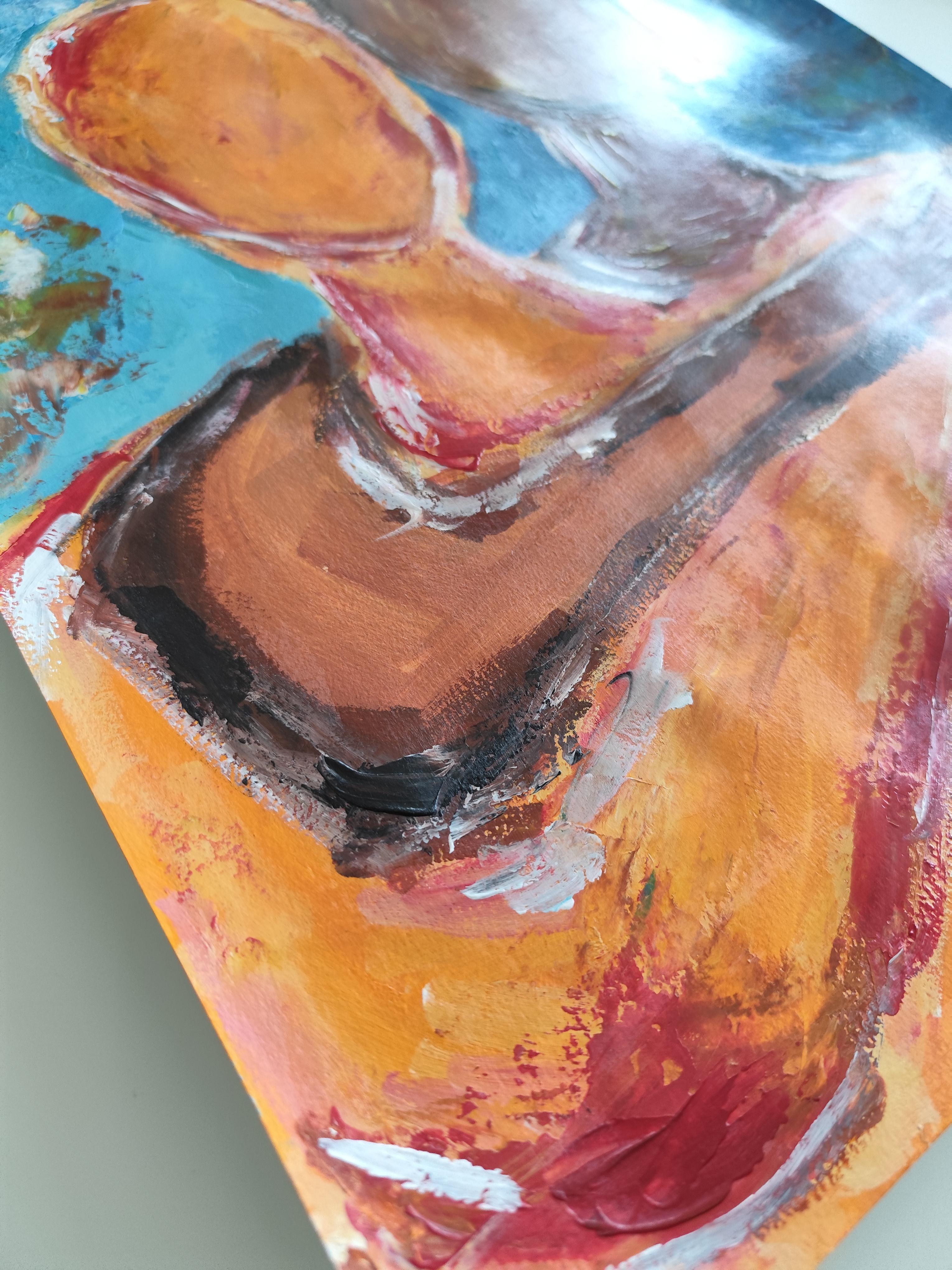 Zeitgenössische abstrakte expressionistische Malerei von Frauen auf Papier 