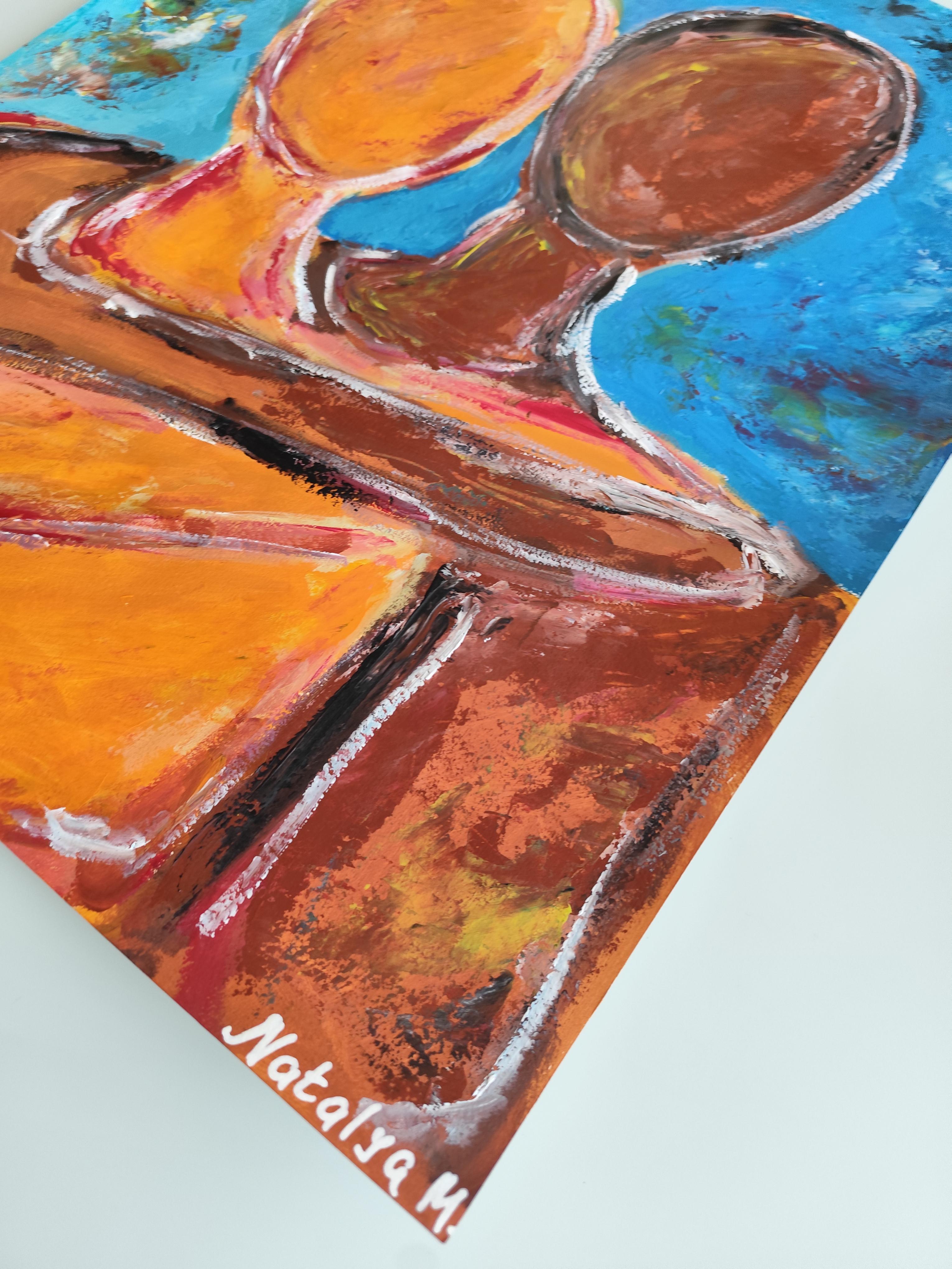 Zeitgenössische abstrakte expressionistische Malerei von Frauen auf Papier 