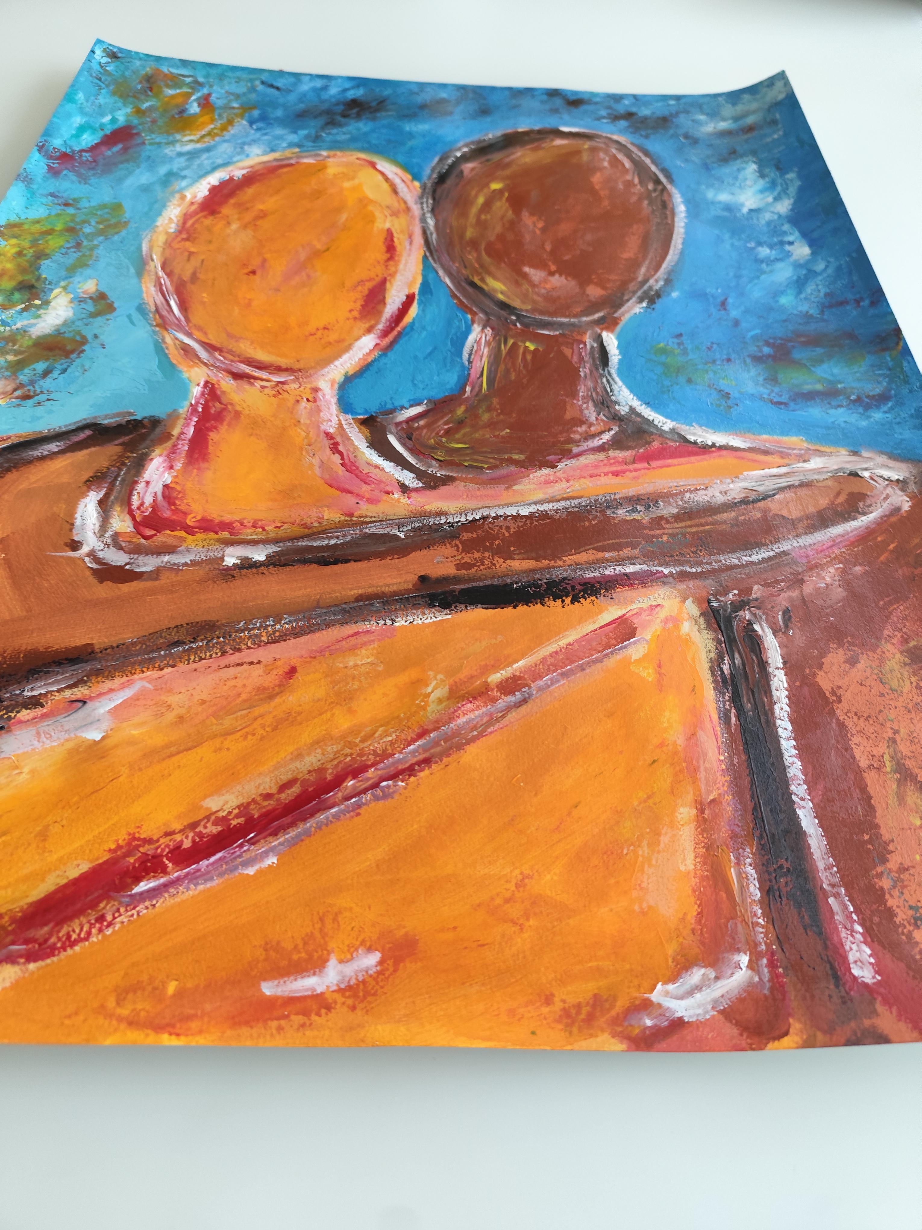 Zeitgenössische abstrakte expressionistische Malerei von Frauen auf Papier 