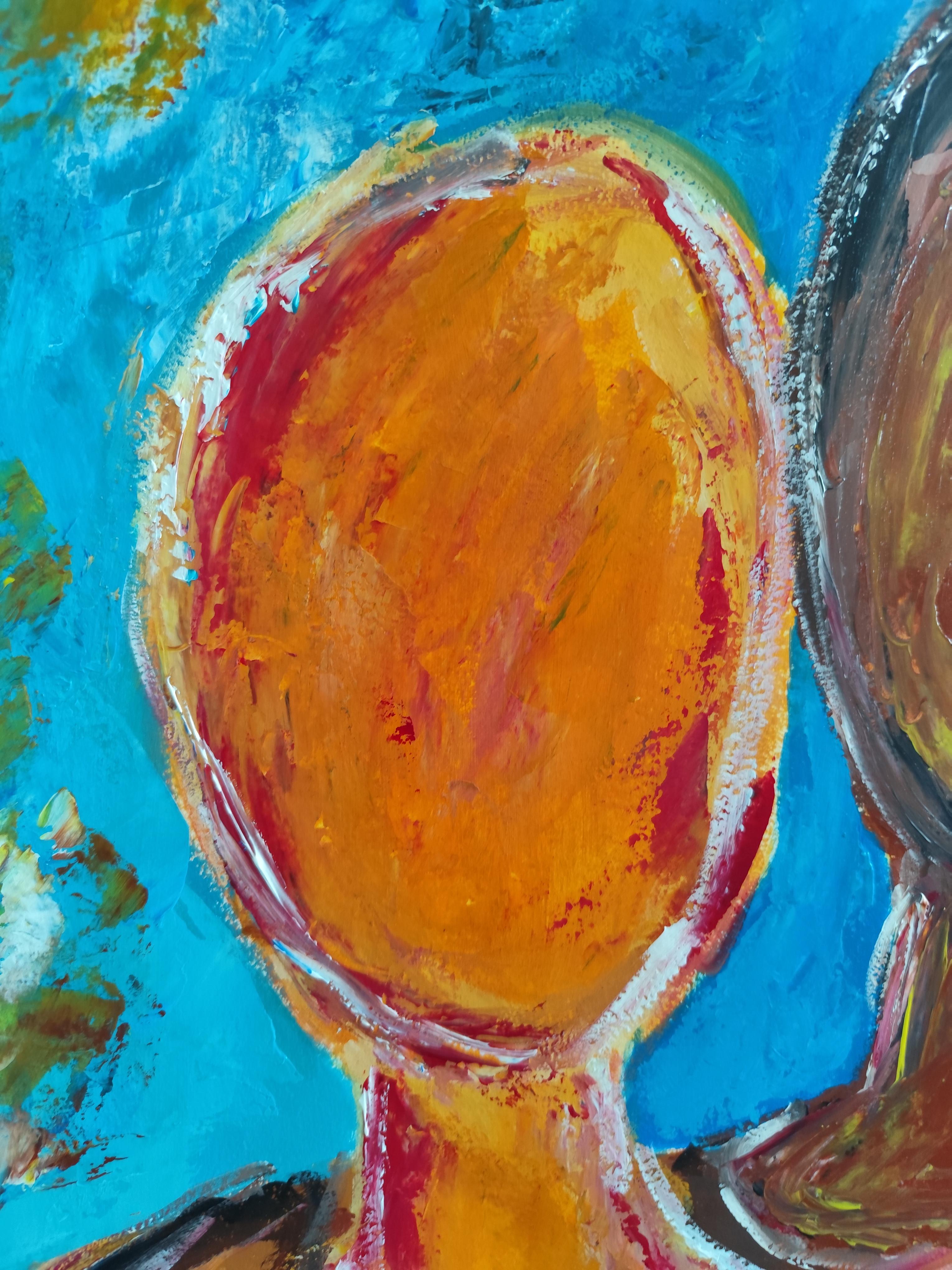 Zeitgenössische abstrakte expressionistische Malerei von Frauen auf Papier 