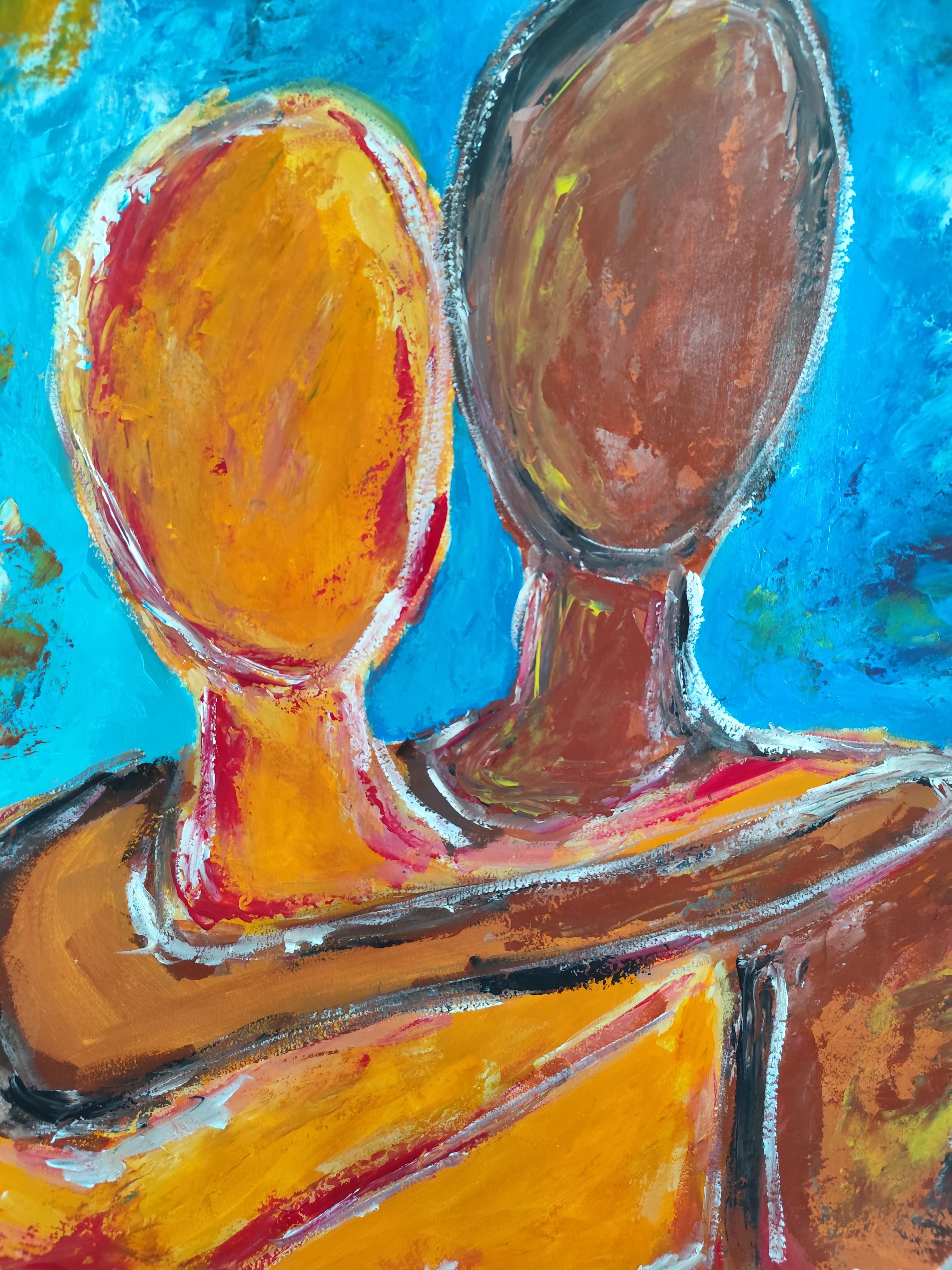 Zeitgenössische abstrakte expressionistische Malerei von Frauen auf Papier 