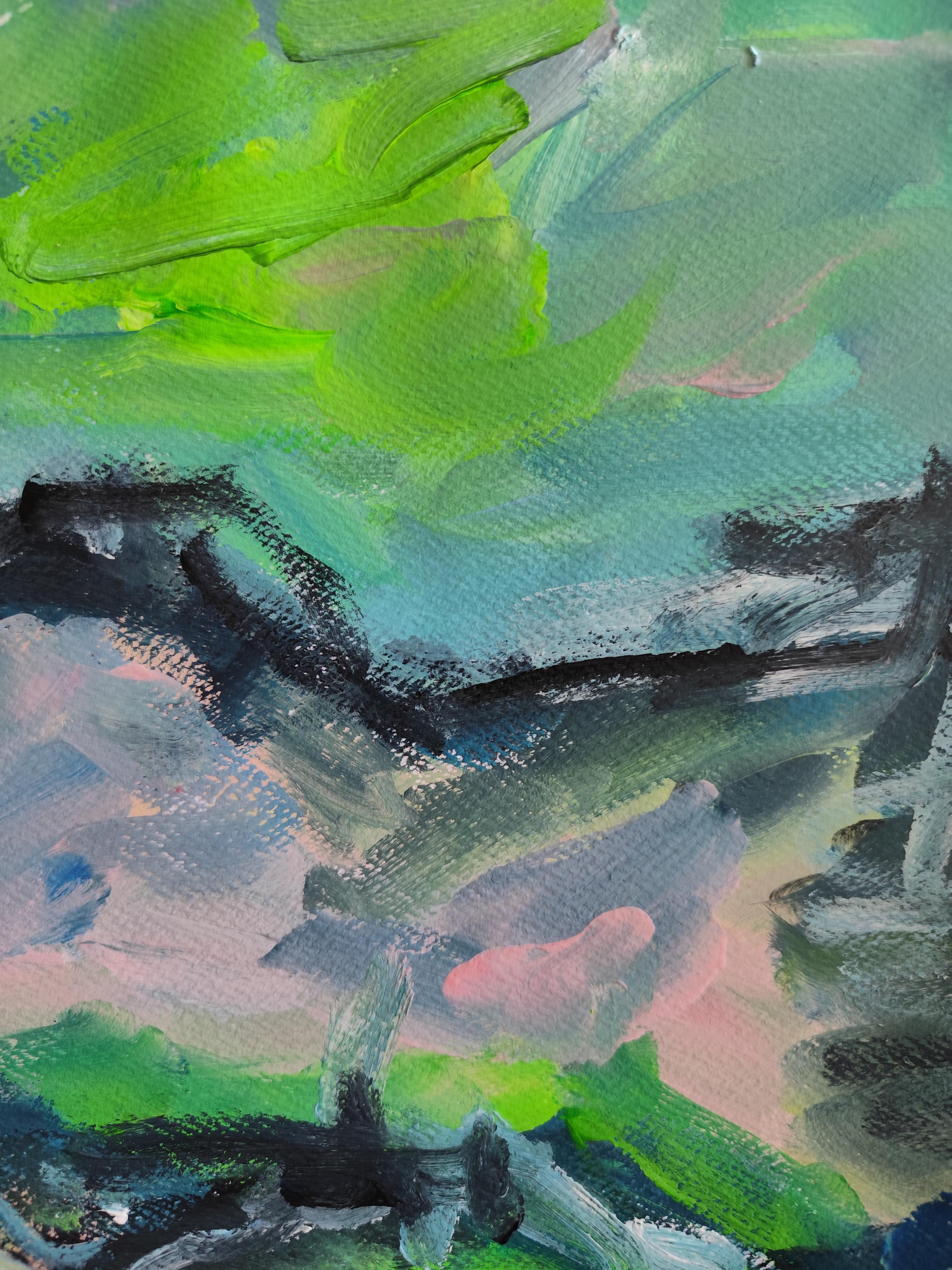 Contemporary abstract expressionist painting on paper 
