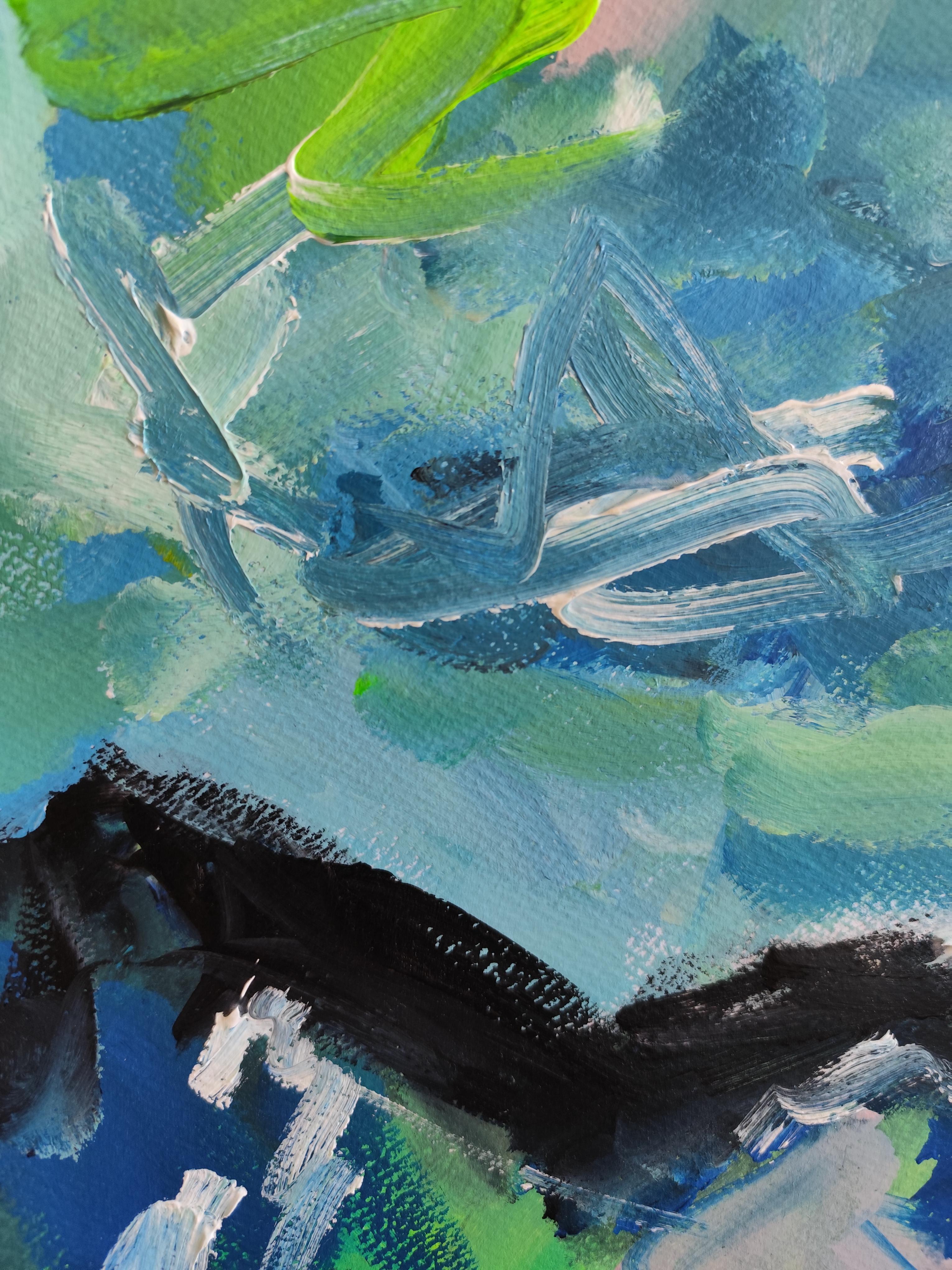 Contemporary abstract expressionist painting on paper 