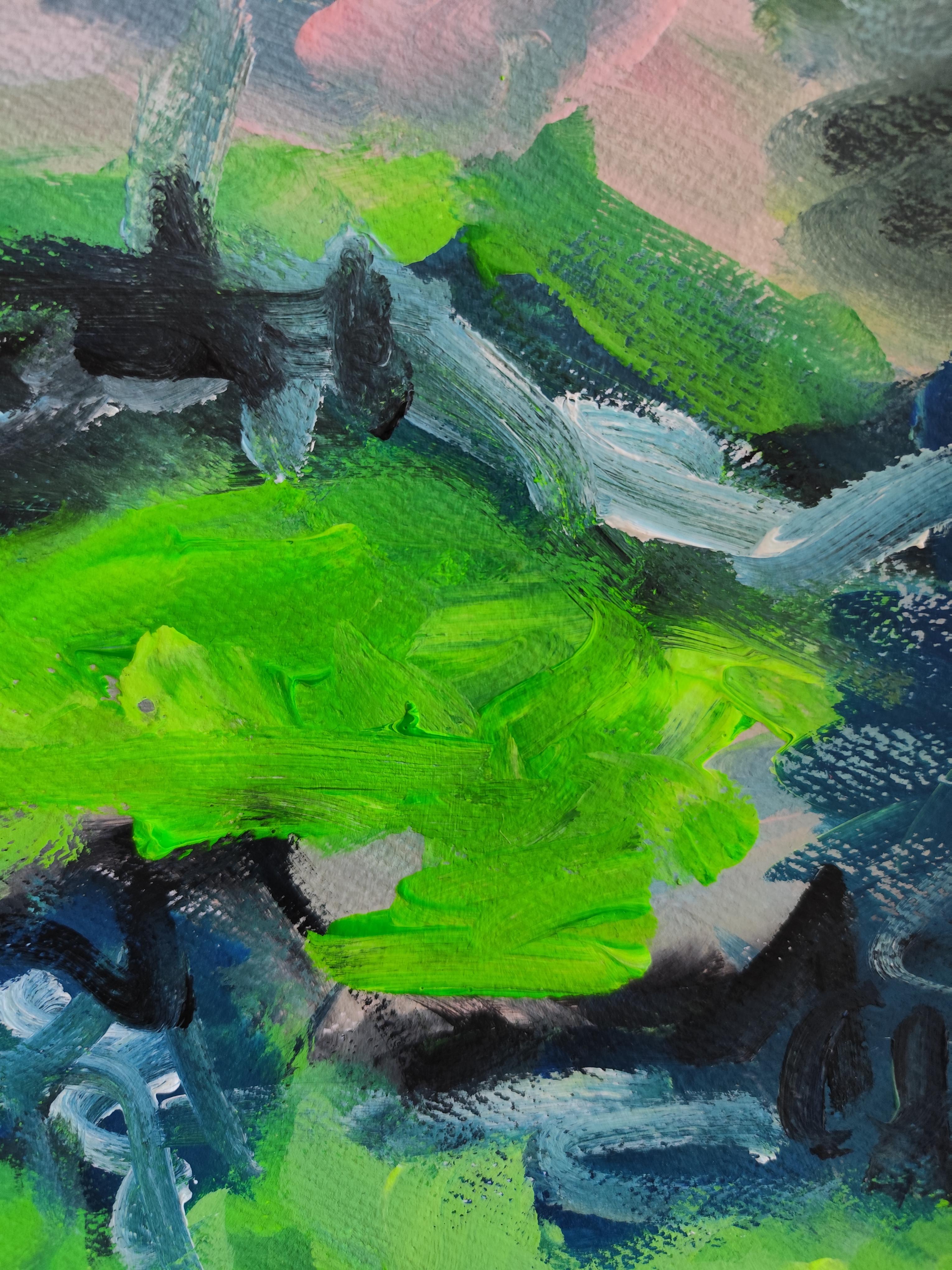 Contemporary abstract expressionist painting on paper 