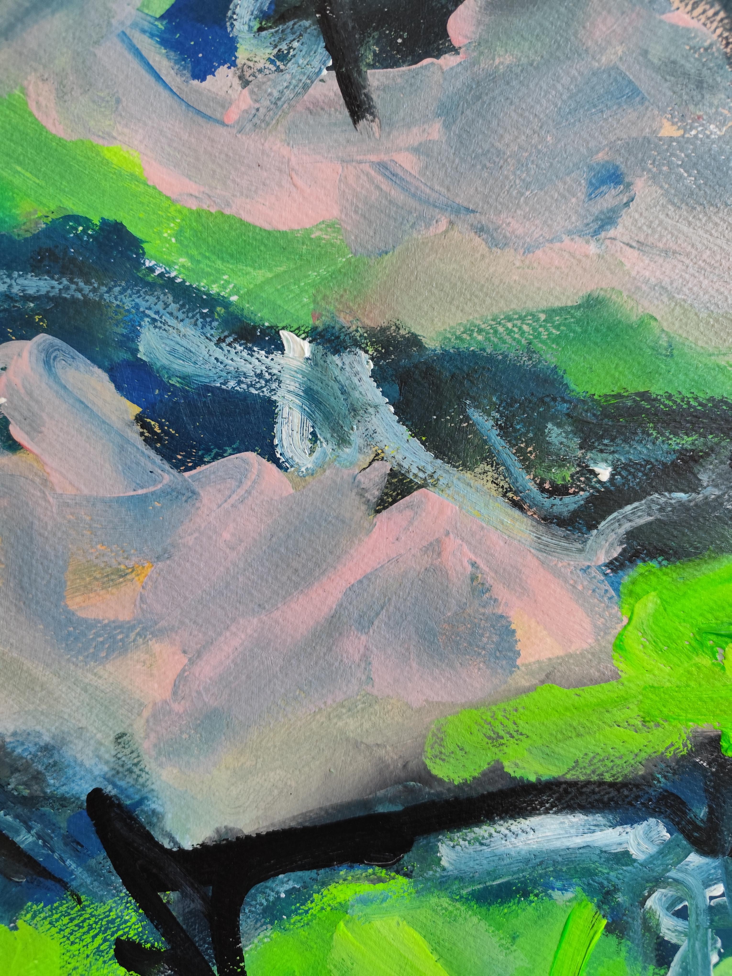 Contemporary abstract expressionist painting on paper 