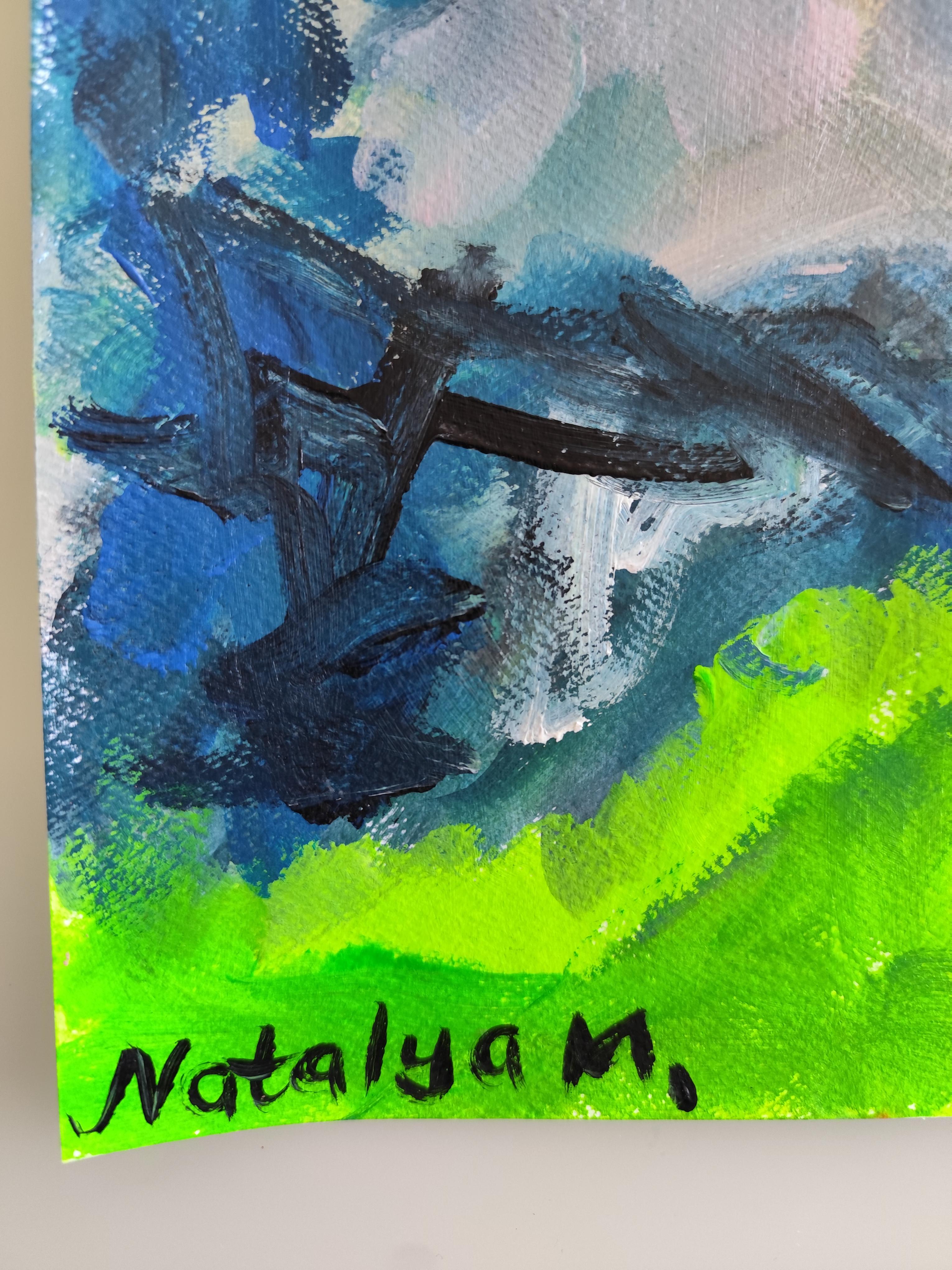 Contemporary abstract expressionist painting on paper 