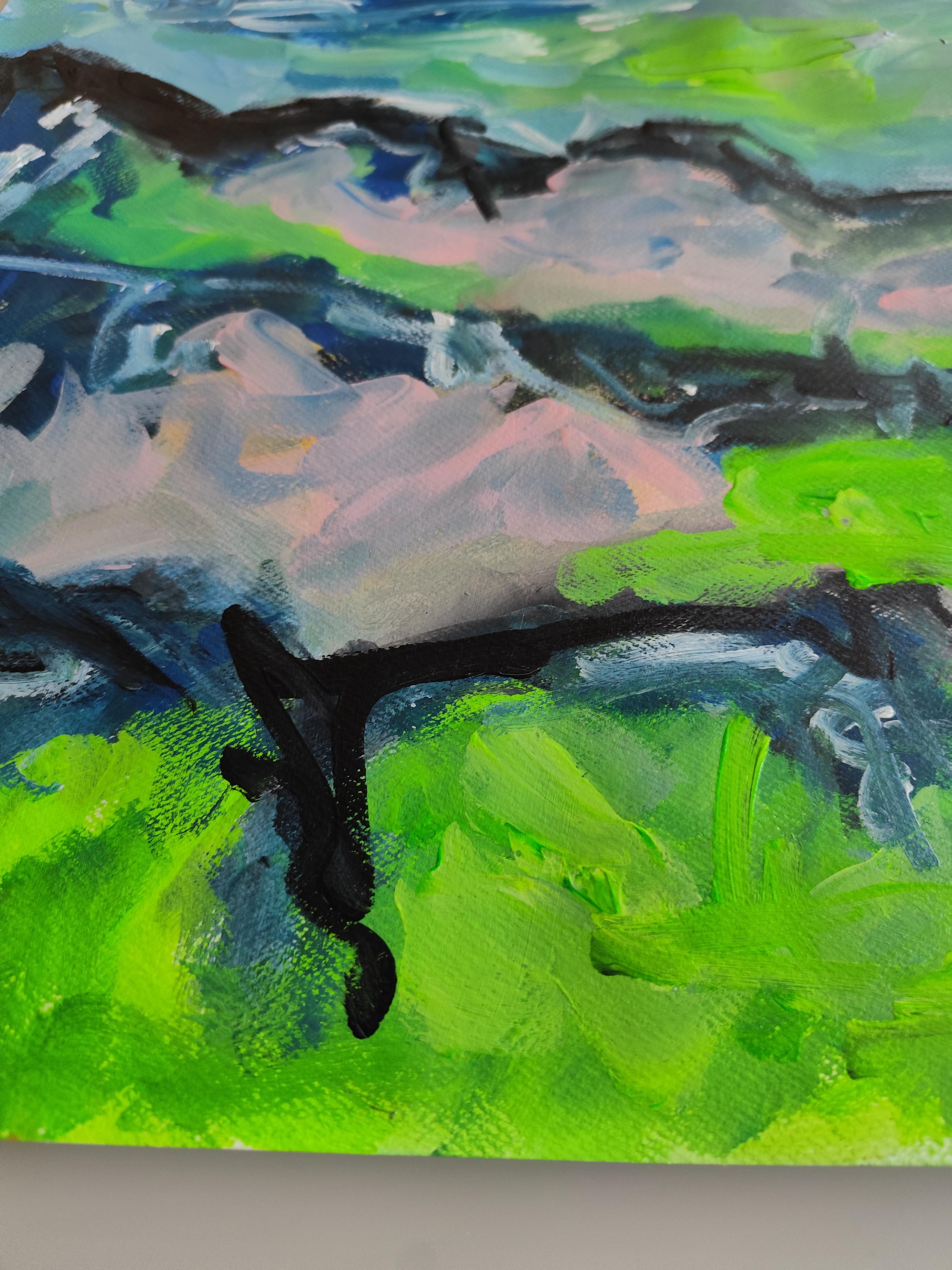 Contemporary abstract expressionist painting on paper 