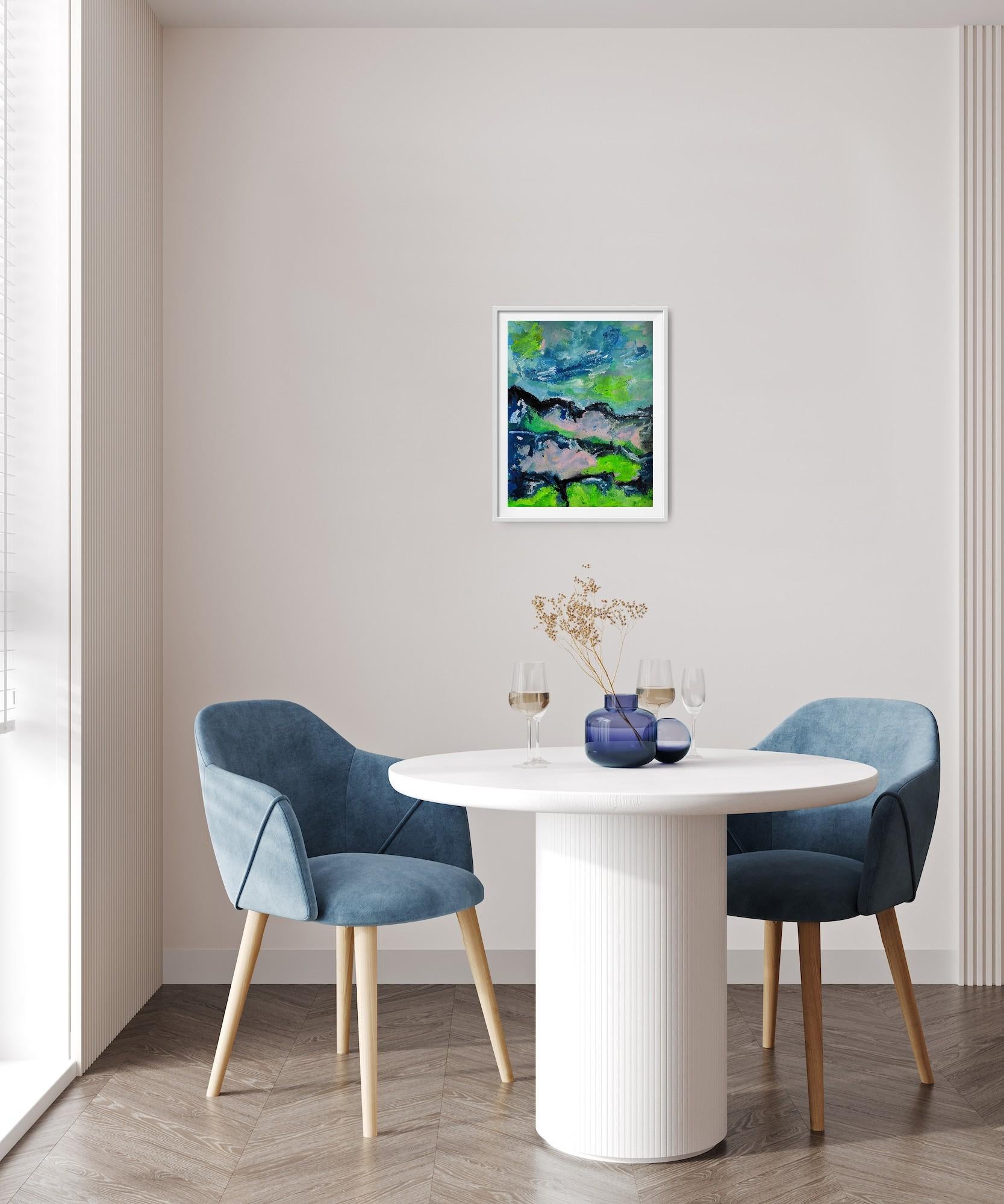 Contemporary abstract expressionist painting on paper 