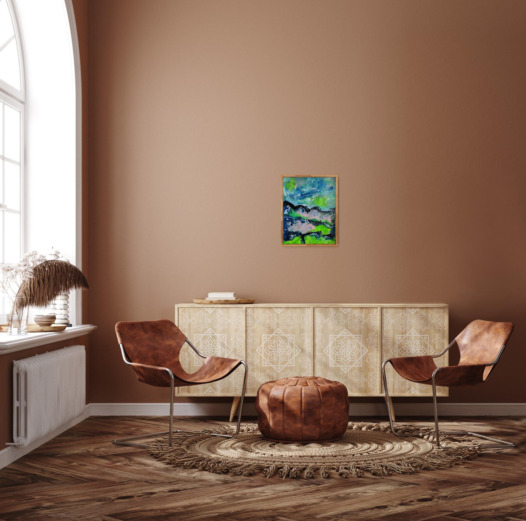 Contemporary abstract expressionist painting on paper 