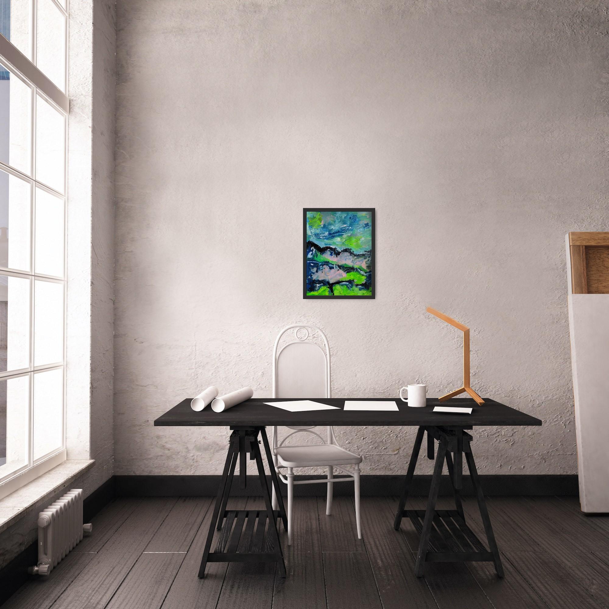 Contemporary abstract expressionist painting on paper 