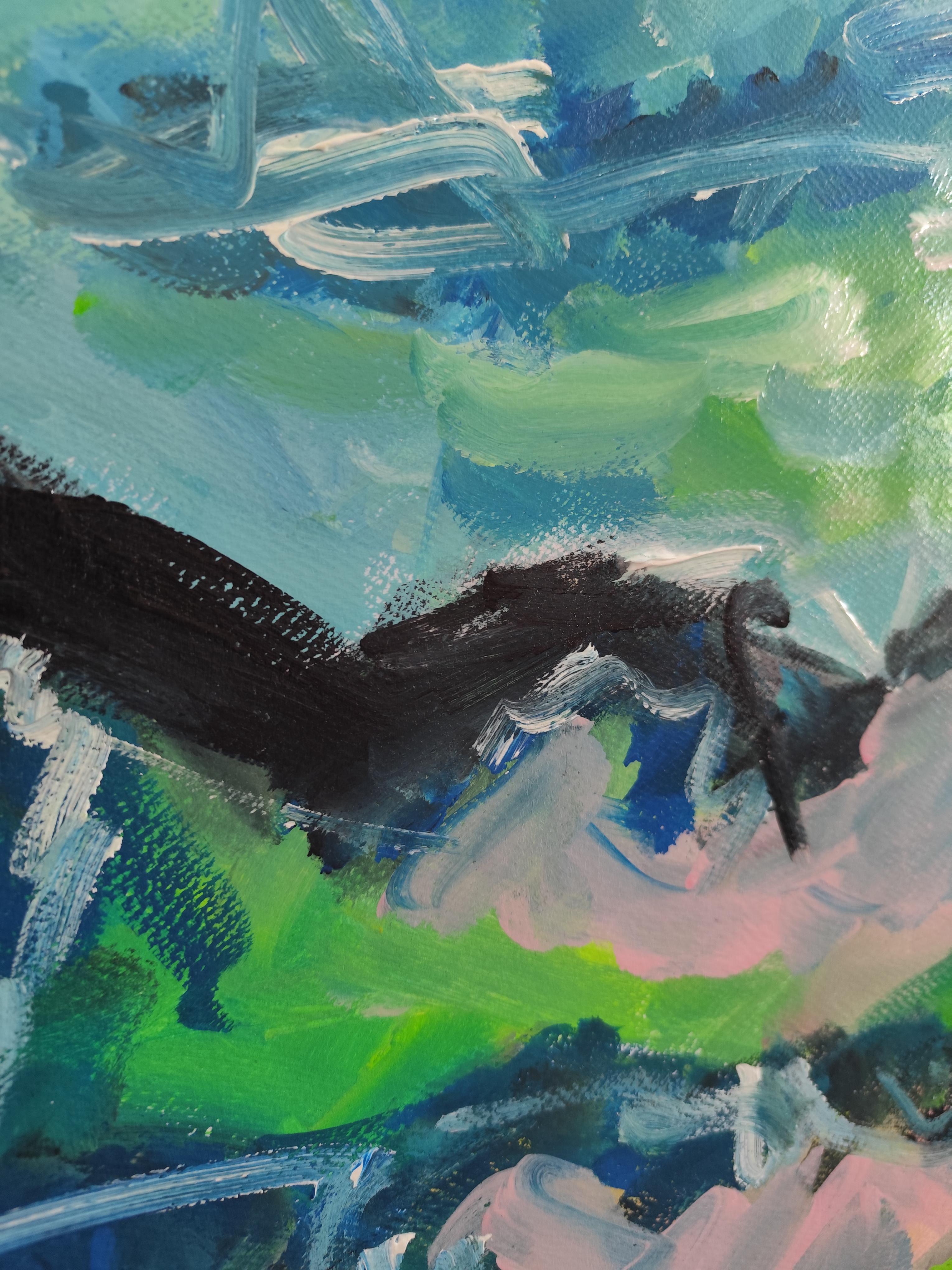 Contemporary abstract expressionist painting on paper 