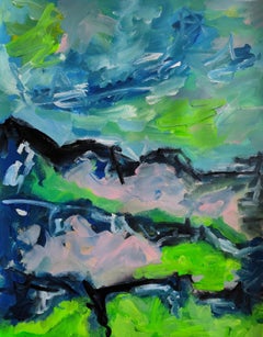 Contemporary abstract expressionist painting on paper "Harbour of strength"
