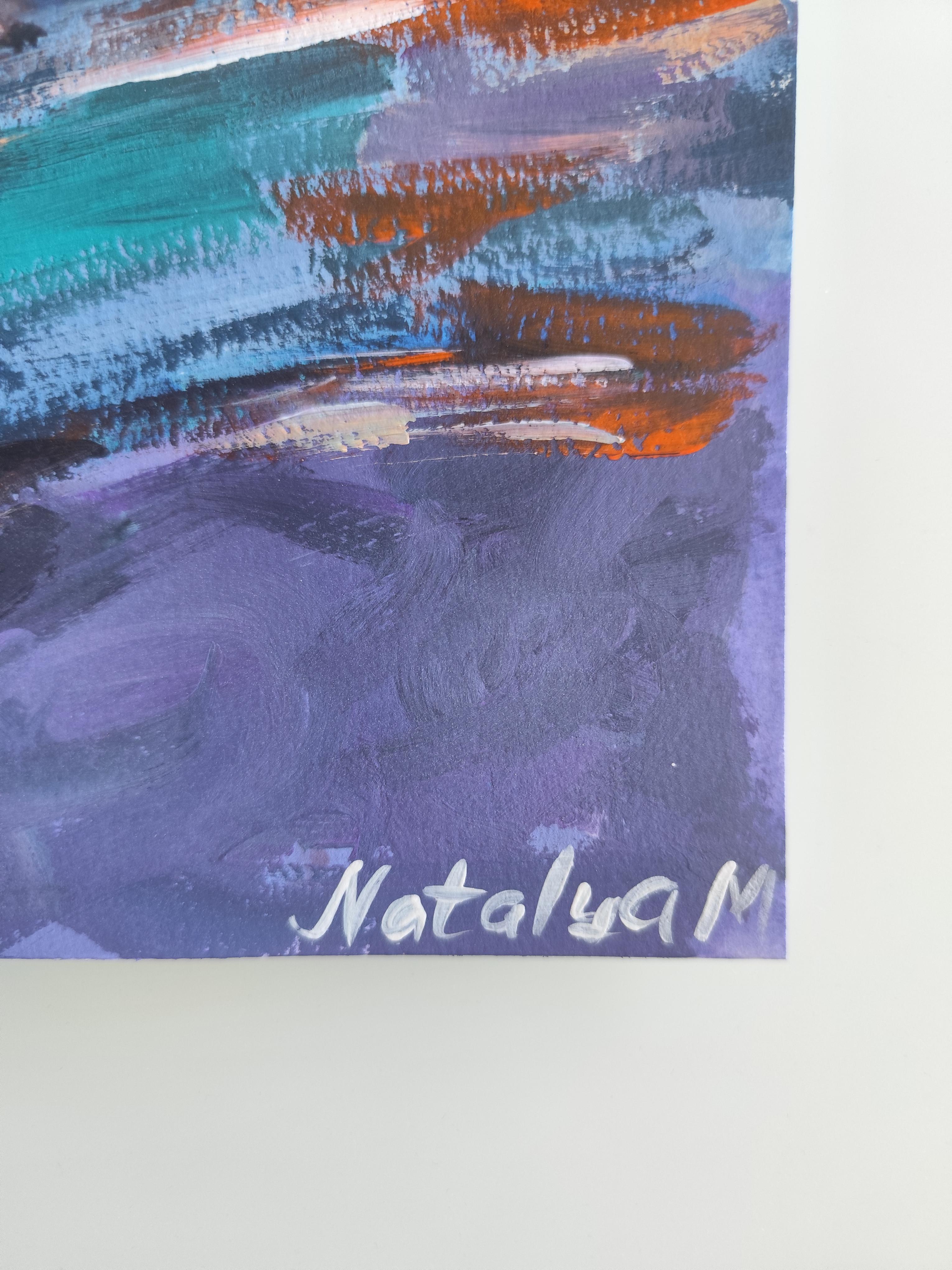 Contemporary abstract expressionist portrait acrylic on paper 