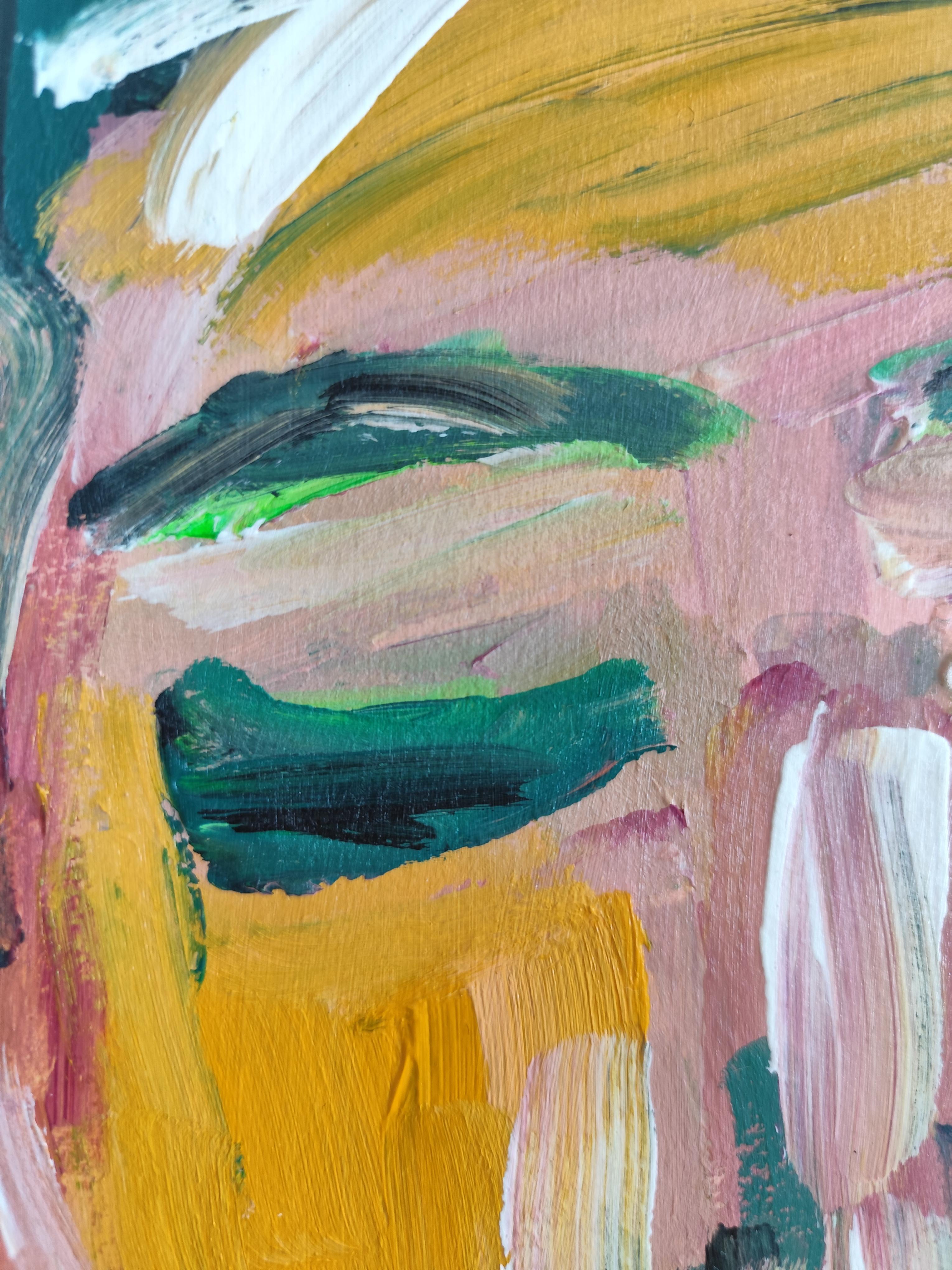 Contemporary abstrakt  expressionistisches Porträt Acryl auf Papier 