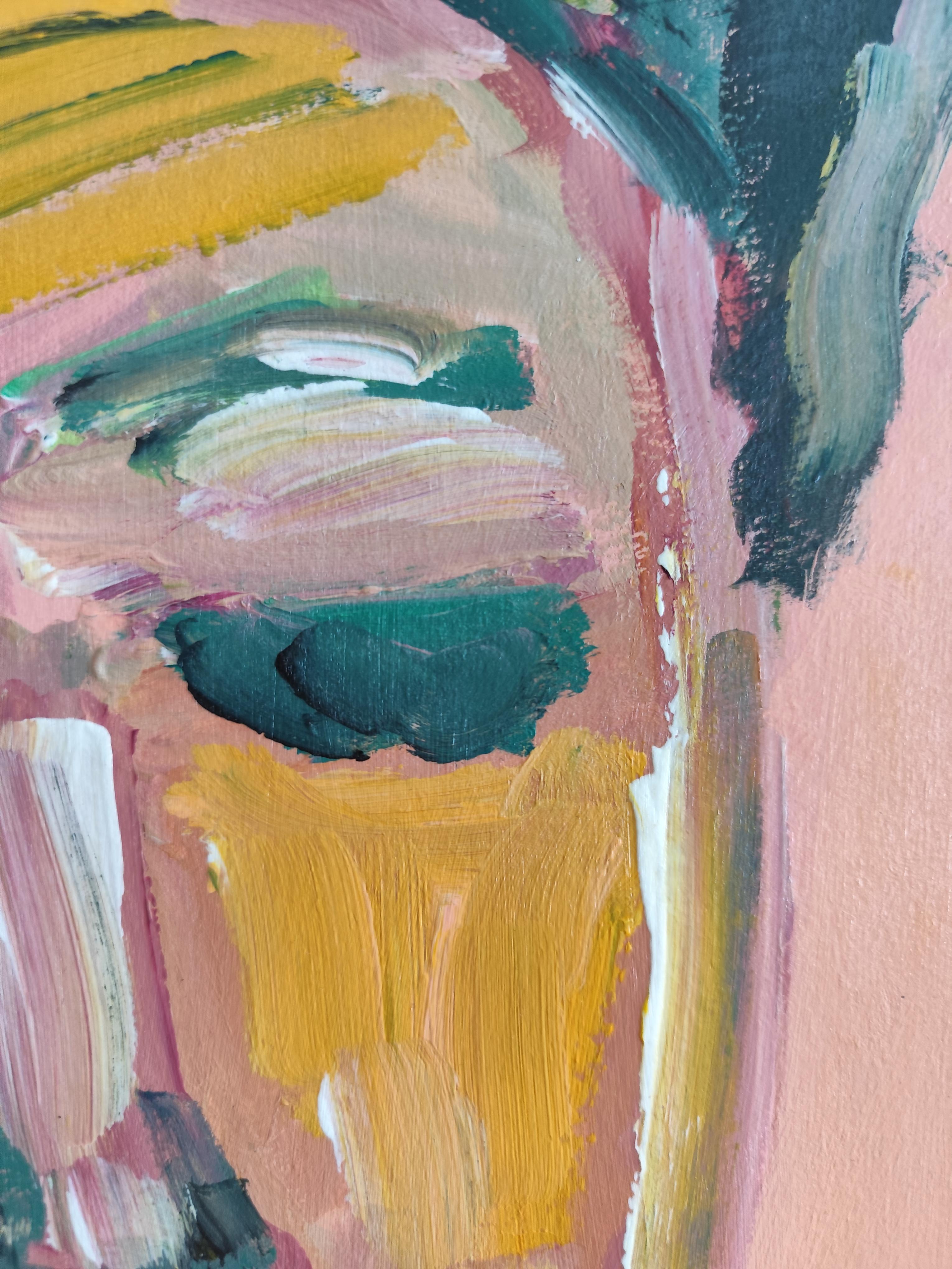 Contemporary abstrakt  expressionistisches Porträt Acryl auf Papier 