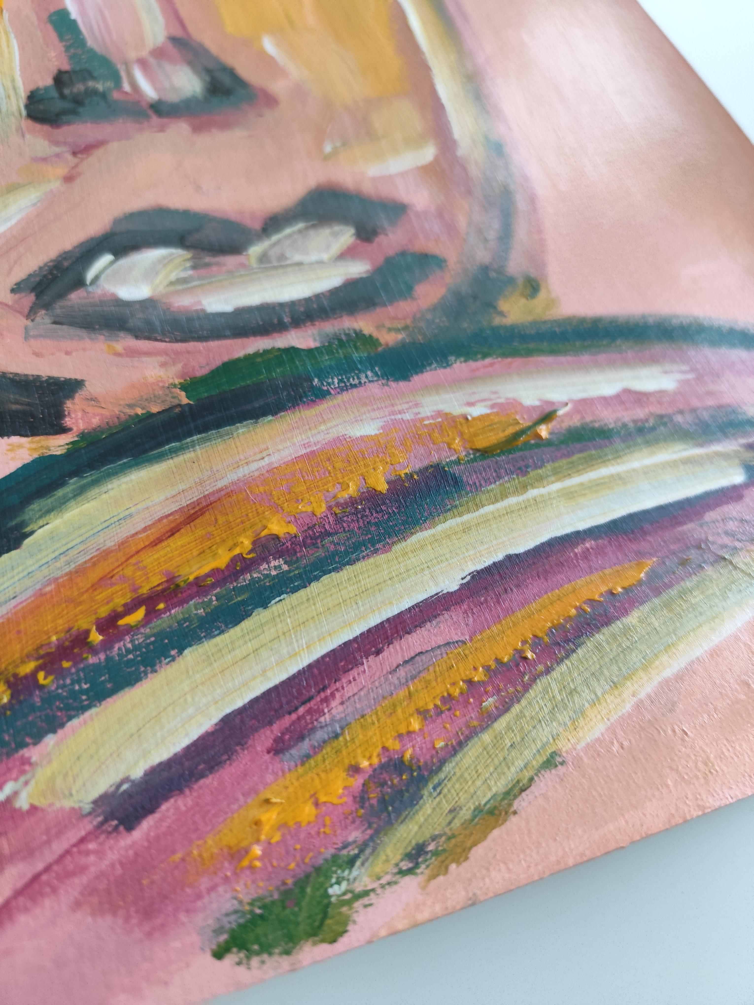 Contemporary abstrakt  expressionistisches Porträt Acryl auf Papier 