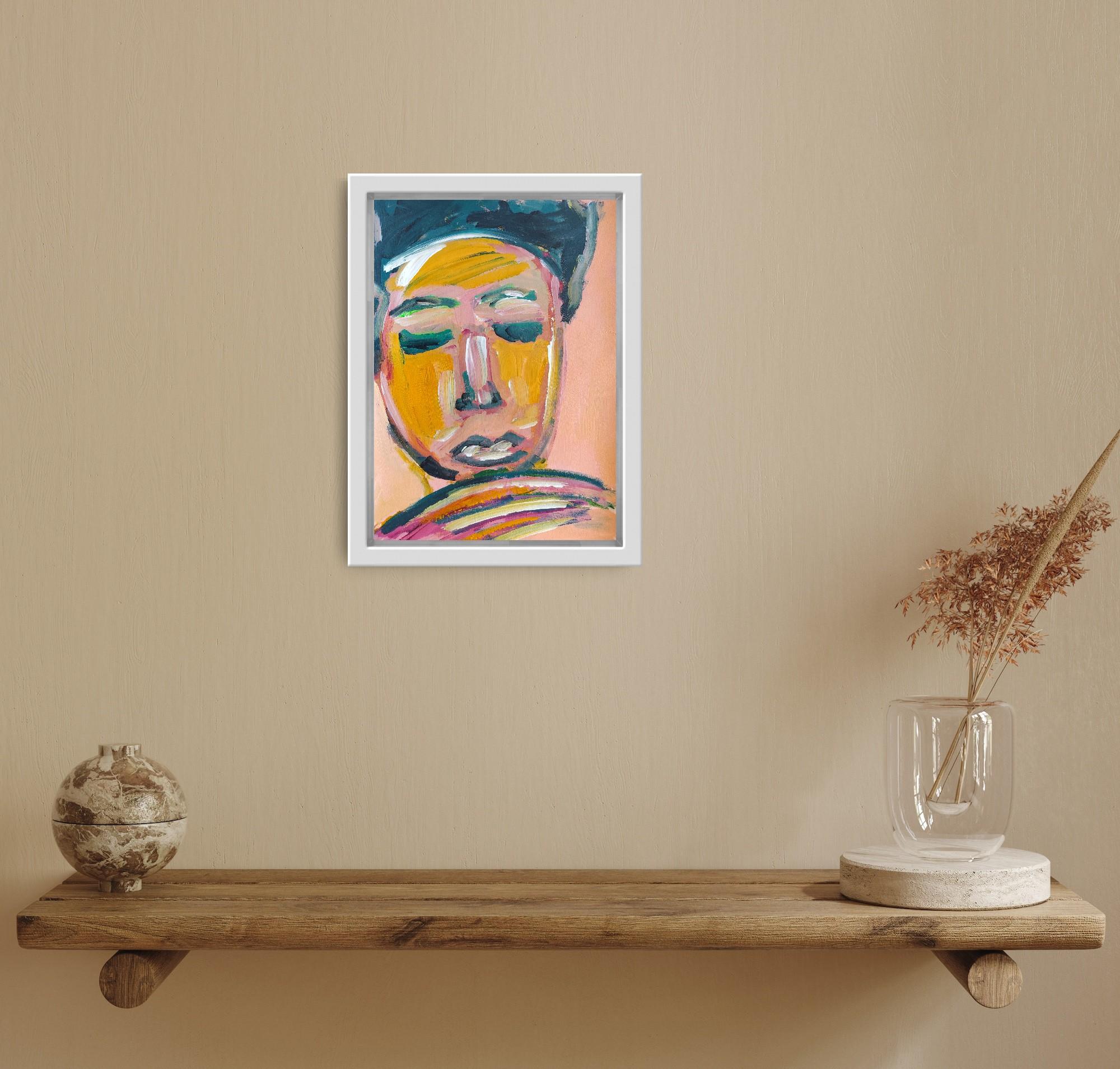 Contemporary abstrakt  expressionistisches Porträt Acryl auf Papier 